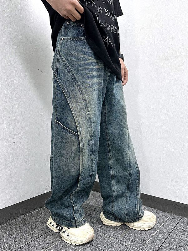 Vintage Retro casual loose distressed street style patchwork jeans Size US 32 / EU 48 - 4 Thumbnail