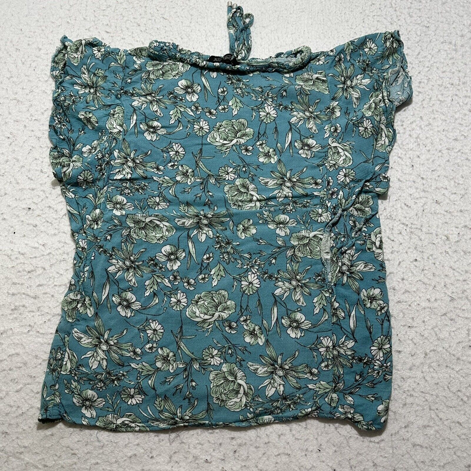 Rachel Zoe Rachel Zoe Medium Floral Teal Blue Ruffle Peasant Blouse Top Size M / US 6-8 / IT 42-44 - 11 Thumbnail