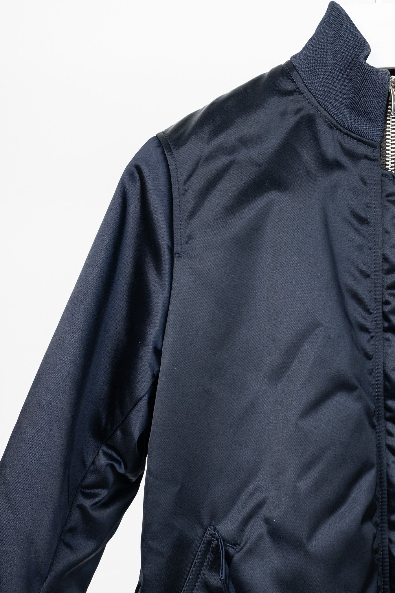 Acne Studios Acne Studios Aude Navy Nylon Long Bomber Jacket Size XS / US 0-2 / IT 36-38 - 6 Thumbnail