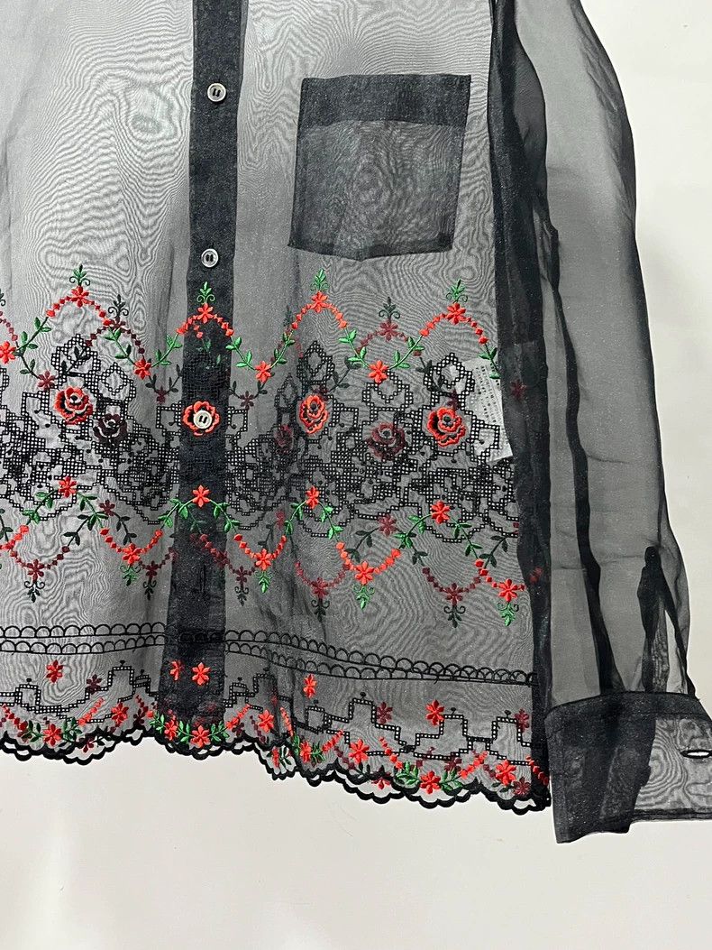 Comme des Garcons Comme Des Garcons Floral embroidered tulle shirt Size S / US 4 / IT 40 - 2 Thumbnail