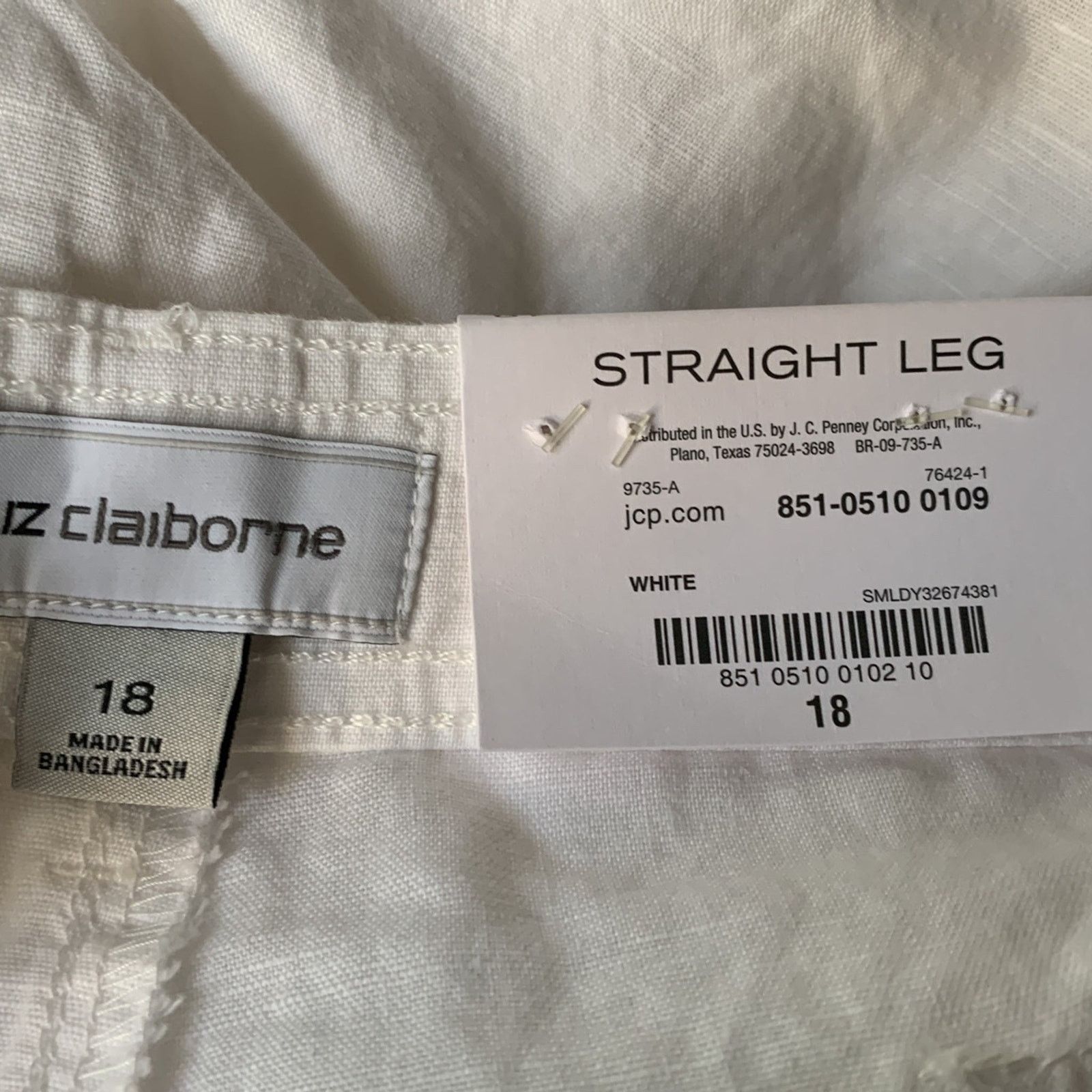 Liz Claiborne Liz Claiborne Pants White Linen Blend Hi-Rise Women Size 18 Size 40" / US 18 - 9 Thumbnail