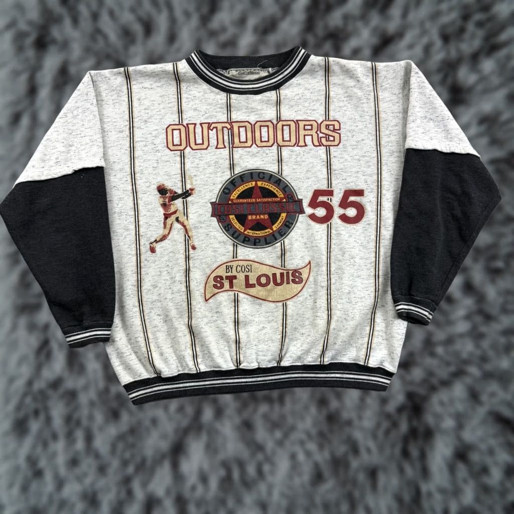 MLB VINTAGE Cosi Classics Sweatshirt Mens Large Baseball 90s St Louis MLB Pullover Gray Graphic Print Size US L / EU 52-54 / 3 - 1 Thumbnail