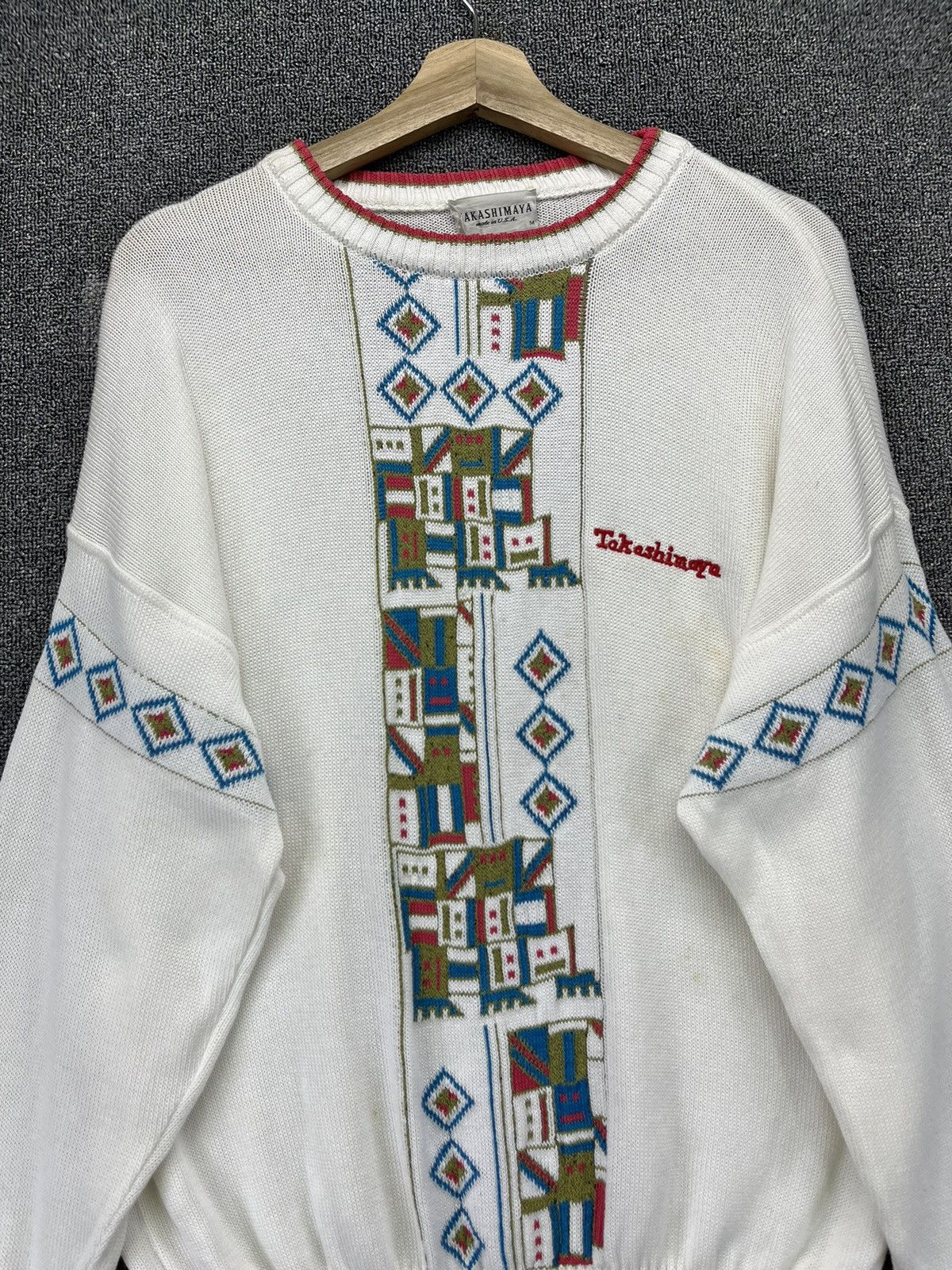 Japanese Brand Vintage Takashimaya Navajo Cable Knit Sweater Size US M / EU 48-50 / 2 - 2 Thumbnail