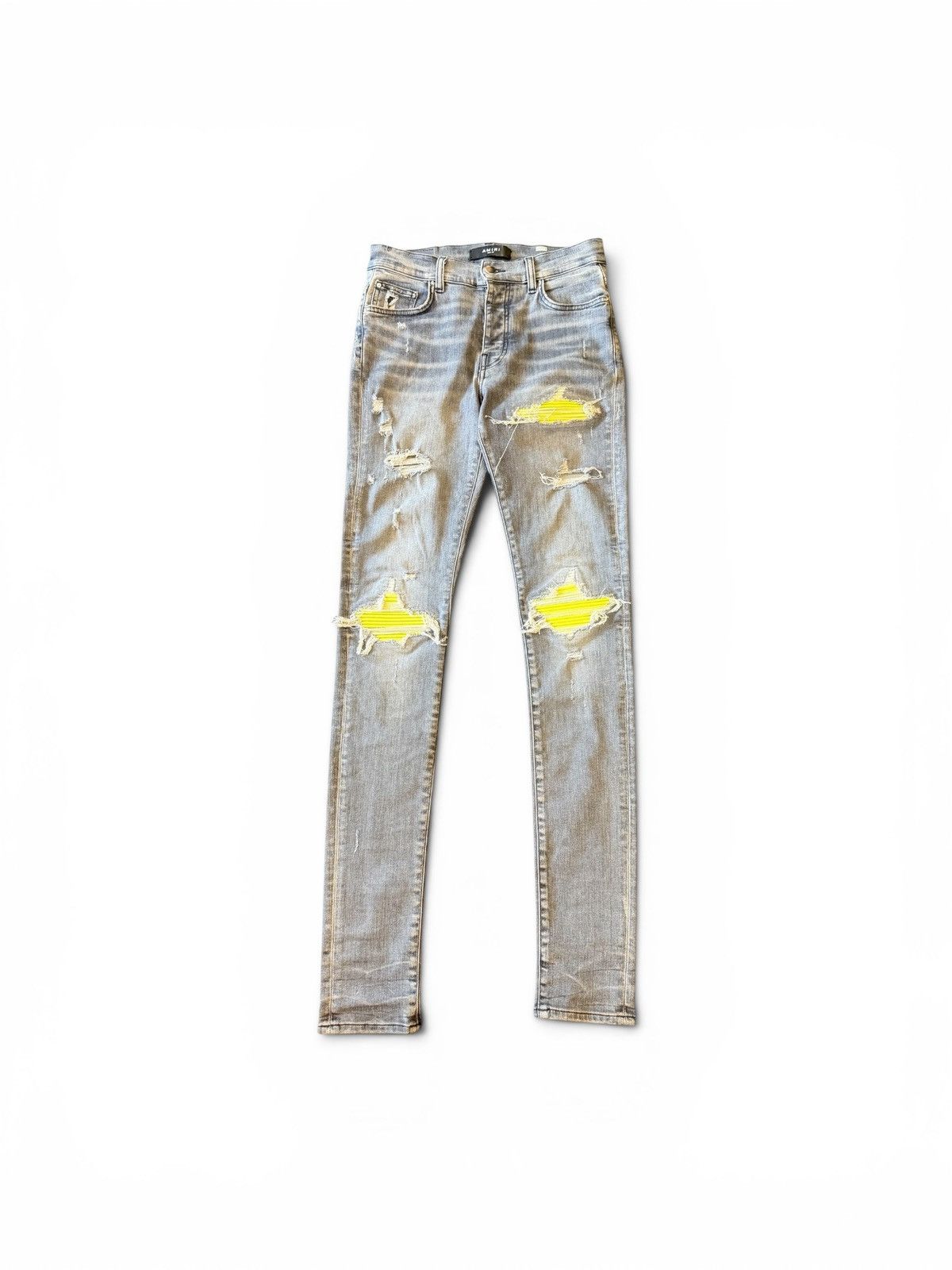 Amiri Mx1 Ultrasuede Jeans Lime Green/ Grey Jean Pants