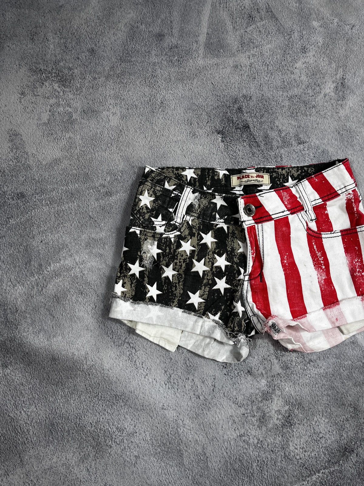 Other Vintage Y2K 00s denim flag short streetwear jorts Size 27" / US 4 / IT 40 - 2 Thumbnail
