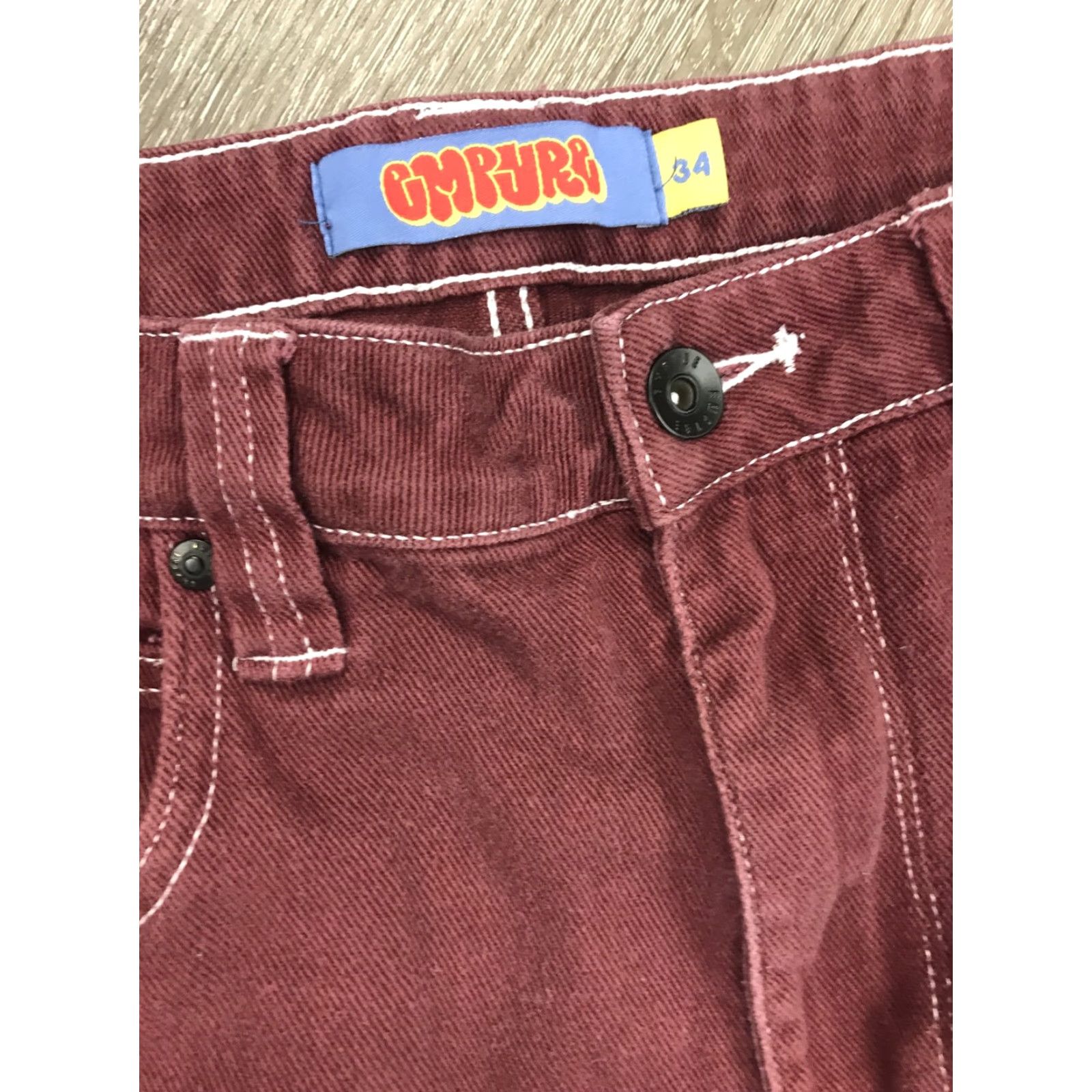 Empyre Empyre Jeans Mens 34 Relax Maroon Vintage 90s Jeans Straight 5-Pocket Logo Mens Regular Vintage 90s Size US 34 / EU 50 - 2 Thumbnail