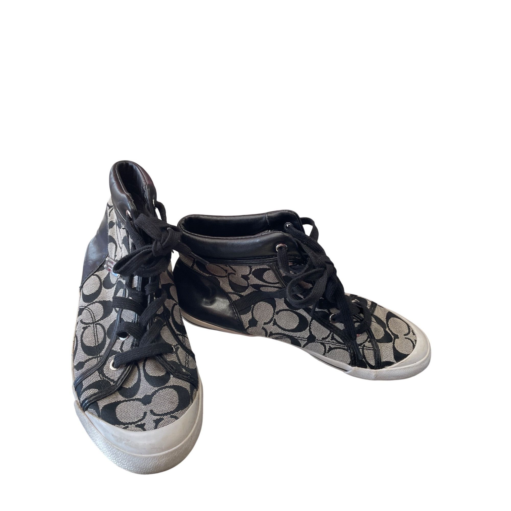 Coach Coach Freesia Woman's Black Grey Signature HighTop Sneakers Size US 8.5 / IT 38.5 - 1 Thumbnail