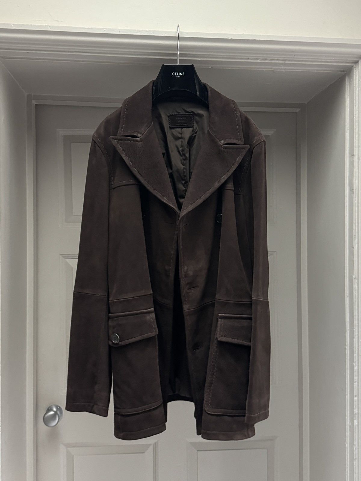 Prada Prada Double Breasted Leather Coat in Brown size IT 52 Size US L / EU 52-54 / 3 - 8 Thumbnail