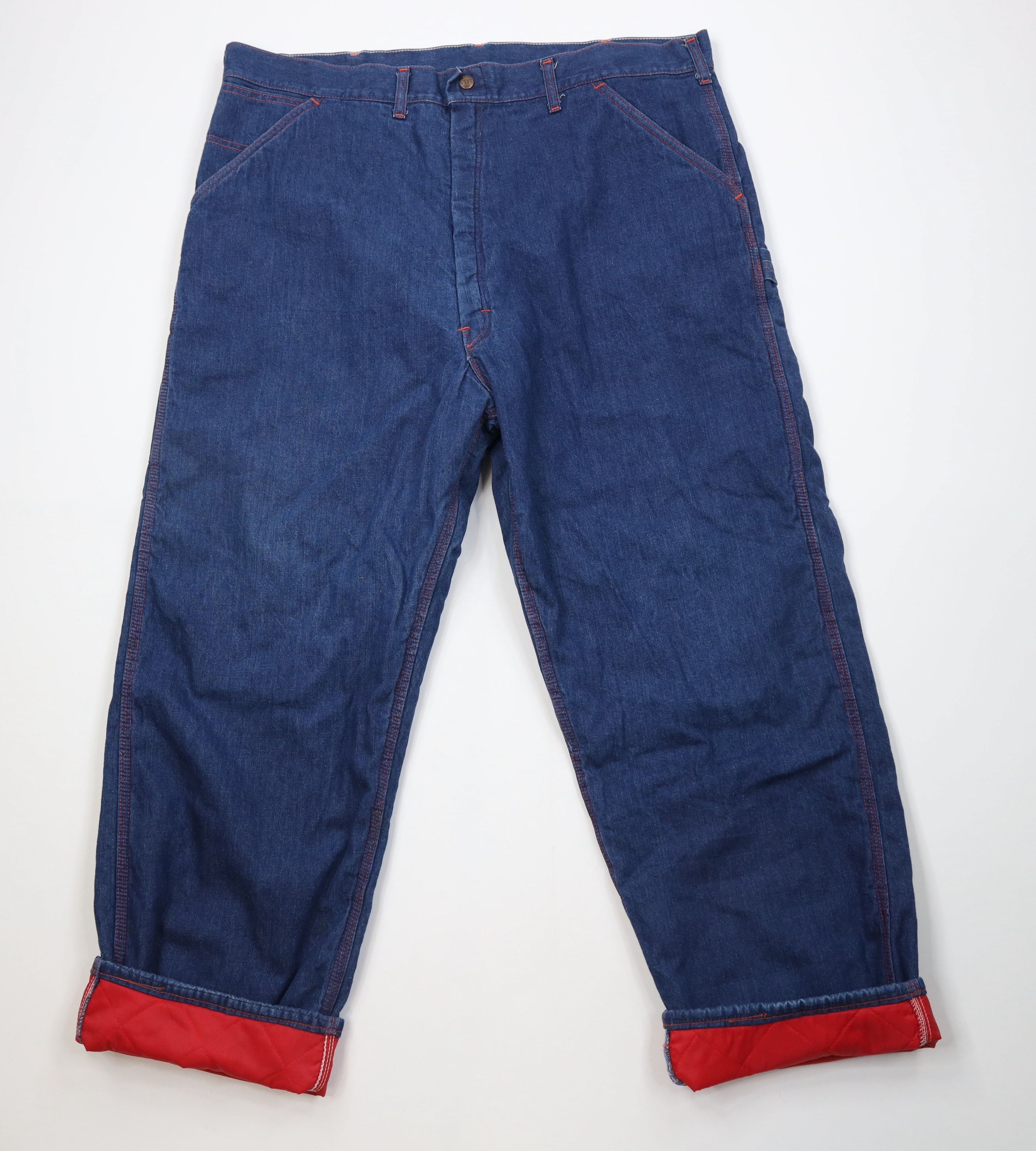 Vintage 70s Streetwear Insulated Wide Leg Dungaree Jeans US