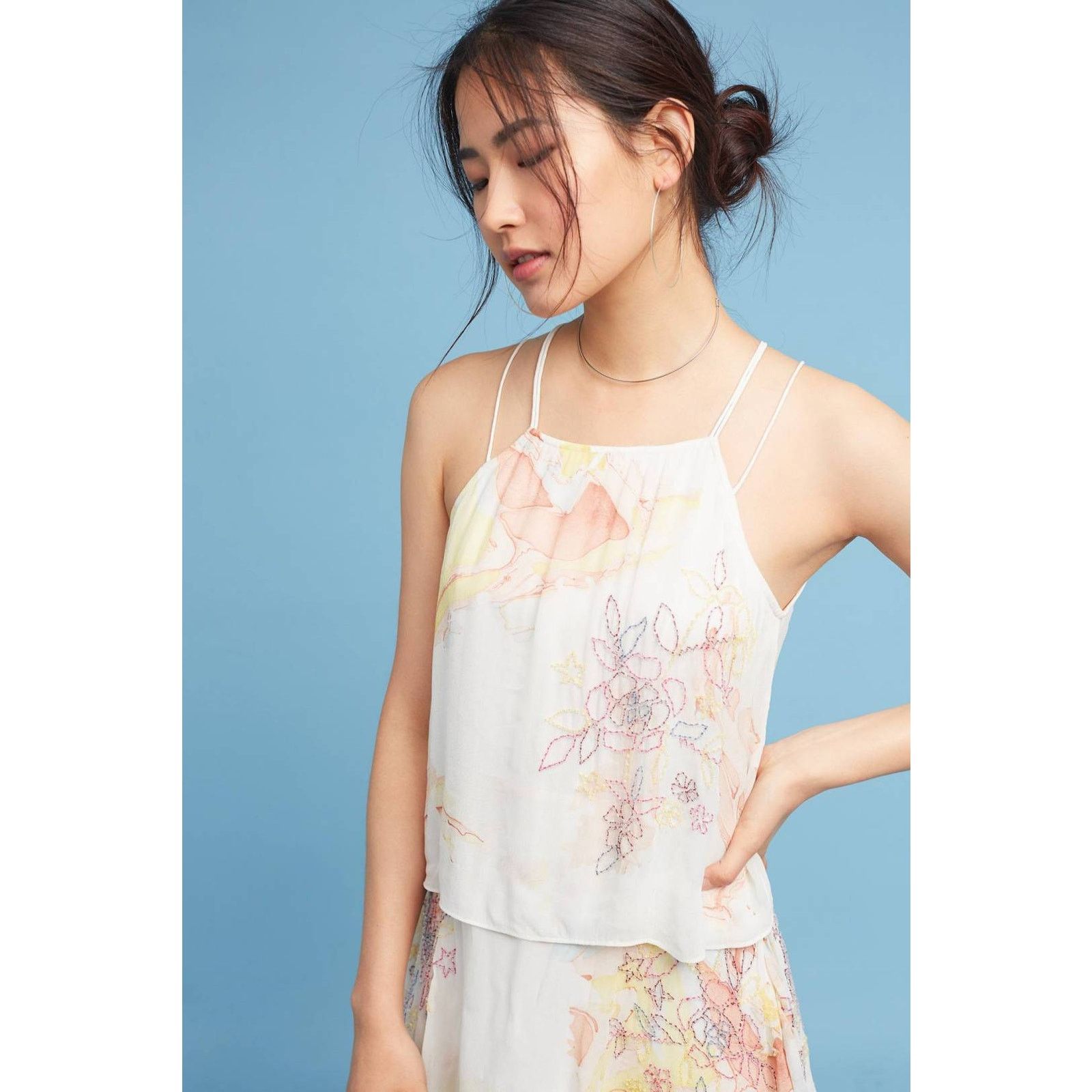 Anthropologie New Anthropologie Tiered & Beaded Floral Dress $268 Size XS / US 0-2 / IT 36-38 - 4 Thumbnail