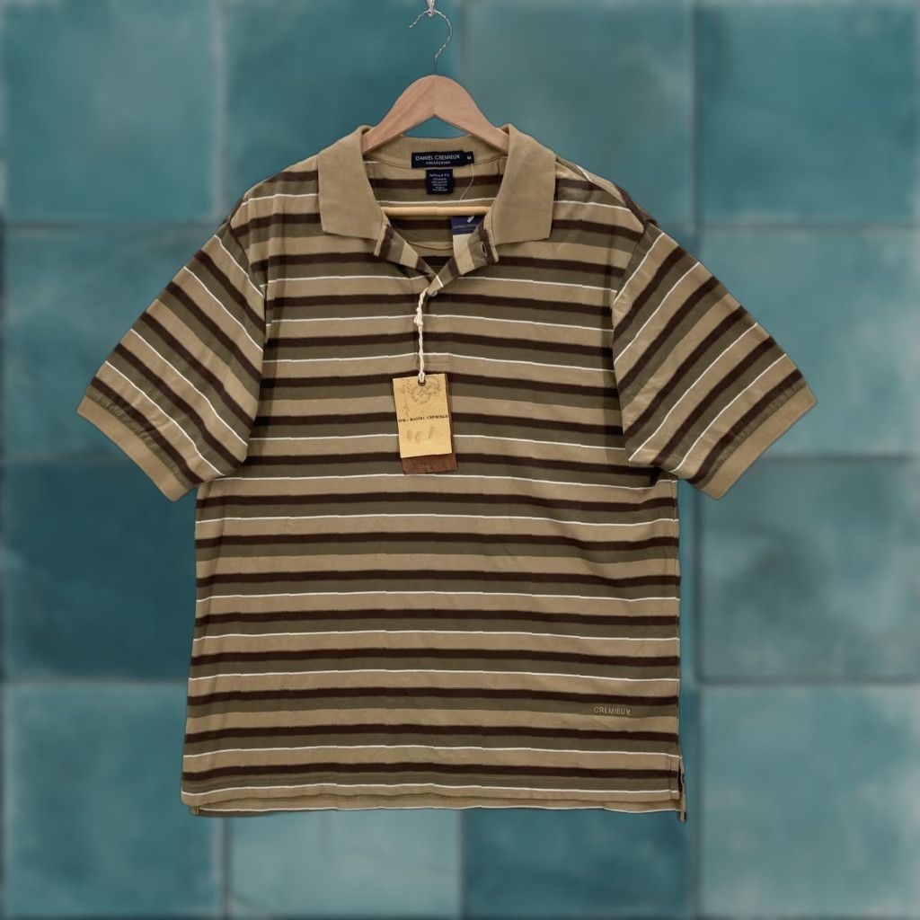 Cremieux Daniel Cremieux Polo Shirt Mens M Khaki Brown Stripe Tailored Fit Cotton Size US M / EU 48-50 / 2 - 1 Thumbnail