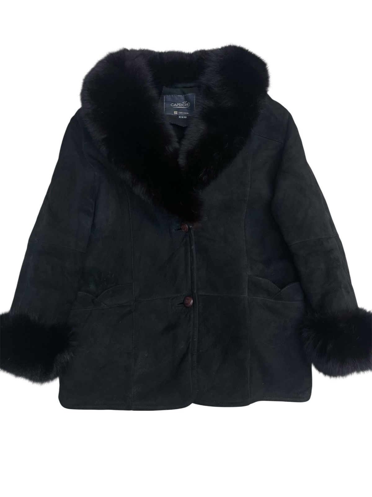 Japanese Brand GARETH Black Suede Fur Collar Japan Label Capricho Shinkawa Size M / US 6-8 / IT 42-44 - 2 Thumbnail