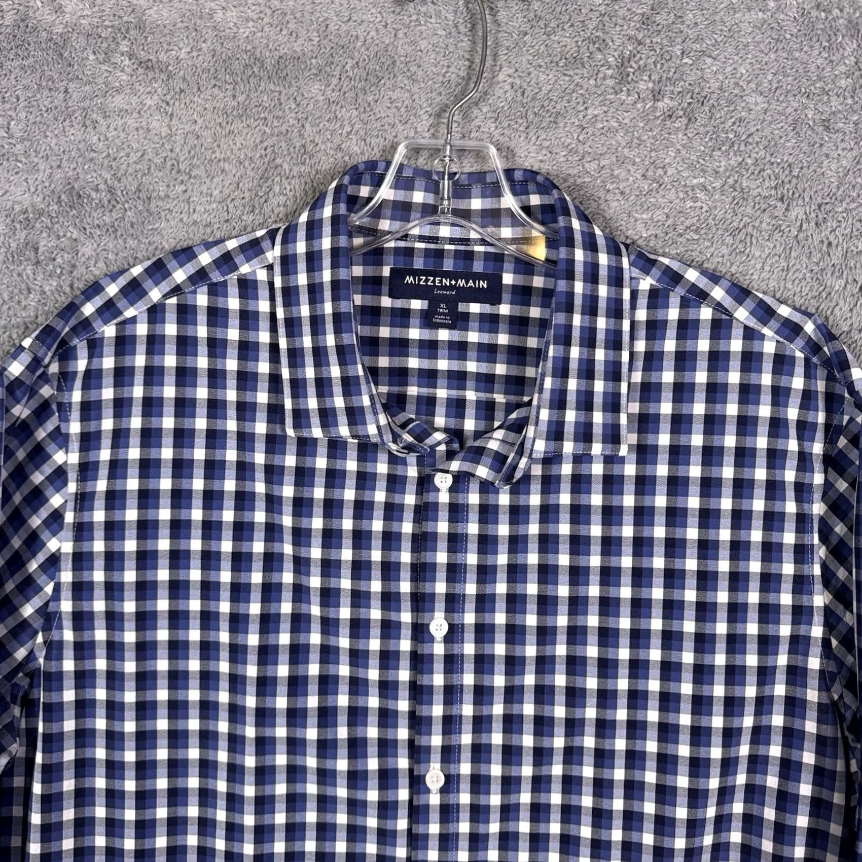 Mizzen+Main Mizzen+Main Dress Shirt Men XL Trim Fit Gingham Check Performance Size 46R - 5 Thumbnail
