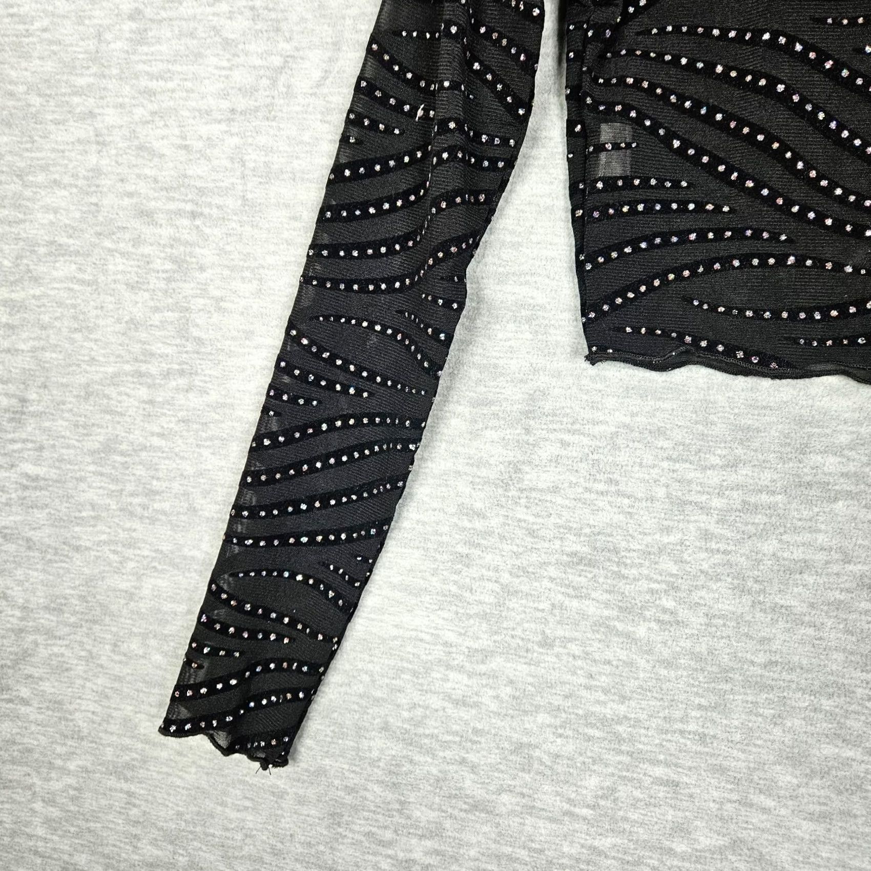 Vintage G Mini USA Black Studded Sheer Crop Top Long Sleeve Size S Size S / US 4 / IT 40 - 7 Thumbnail
