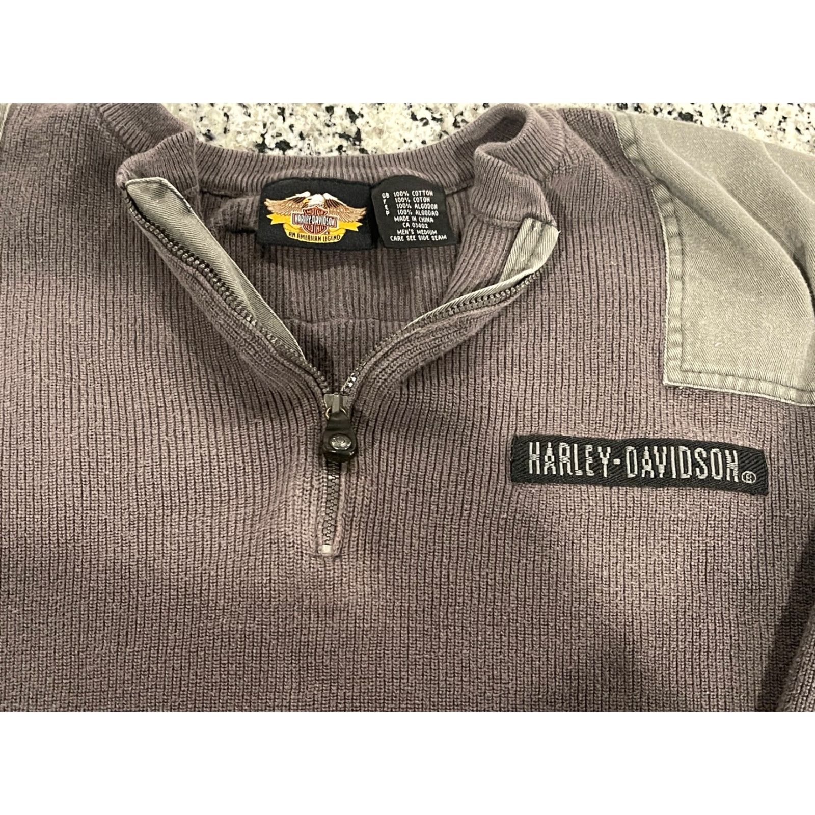 Harley Davidson VINTAGE Harley-Davidson 1/4 Zip Sweater Logo 100% Cotton Sz Medium Mens Gray Size US M / EU 48-50 / 2 - 2 Thumbnail