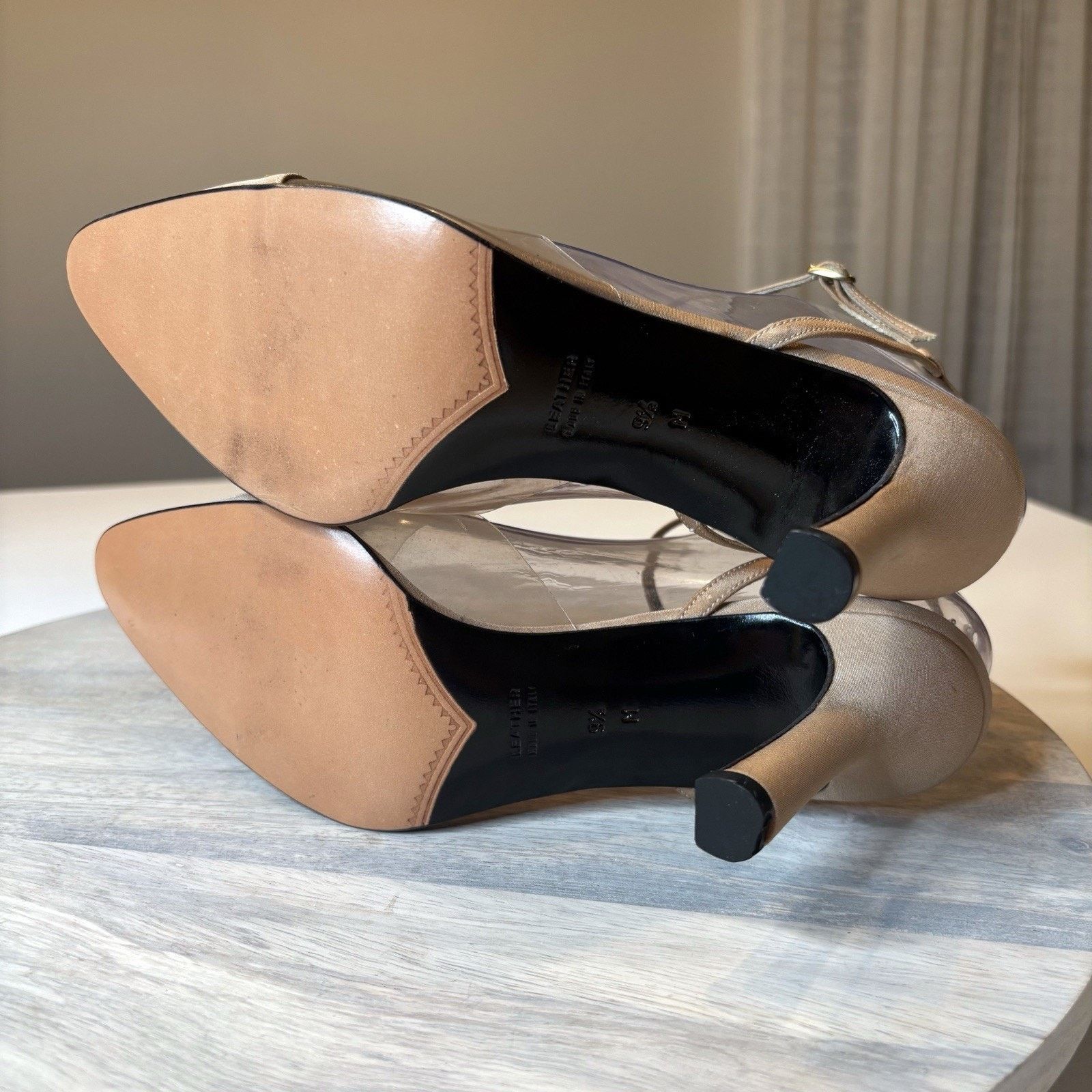 Saint Laurent Paris Saint Laurent Vintage Beige and Clear Ankle Wrap Pumps 9.5 M Size US 9.5 / IT 39.5 - 4 Thumbnail