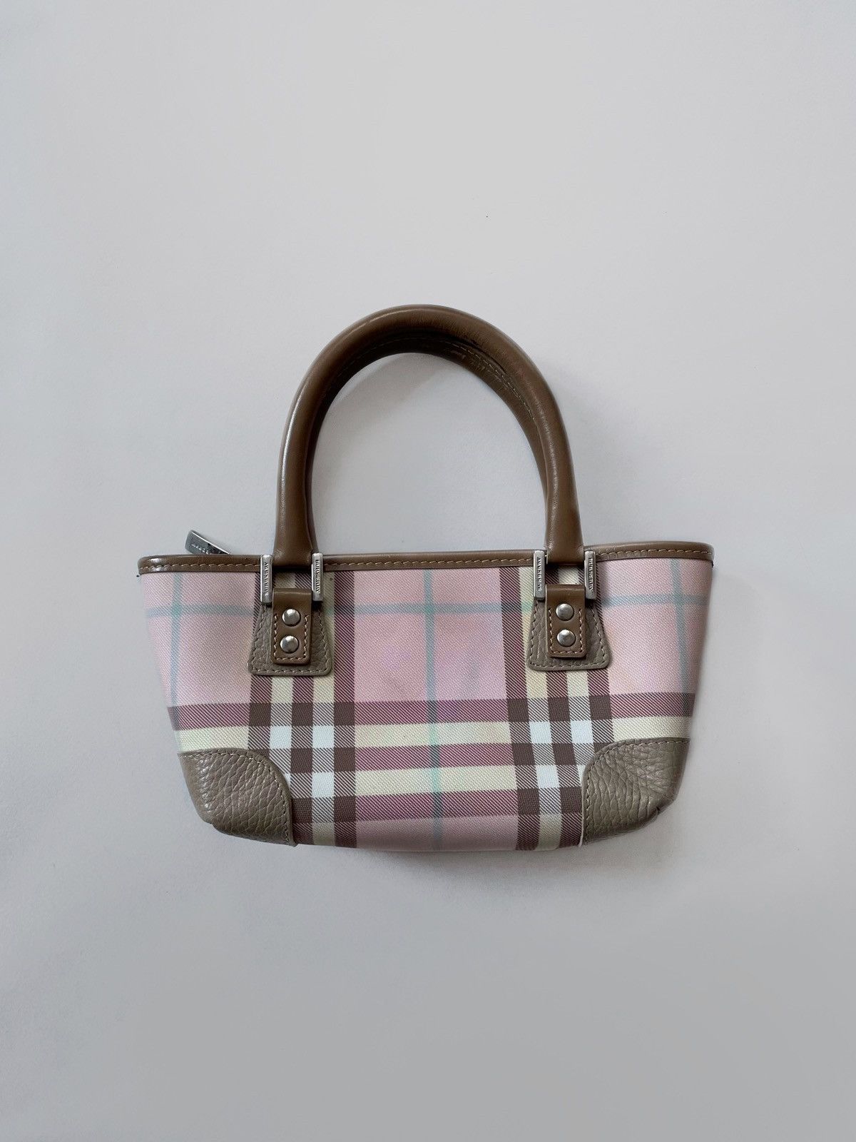image of Archival Clothing x Burberry Vintage Burberry London Mini Handle Bag 2000S in Pink, Women's