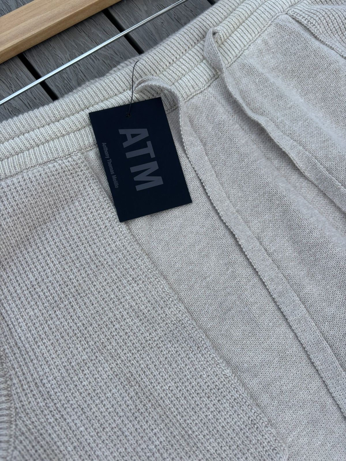 ATM Anthony Thomas Melillo ATM Cashmere Wide Leg Knit Pants XL Soft Fawn NWT Size 32" / US 10 / IT 46 - 4 Thumbnail