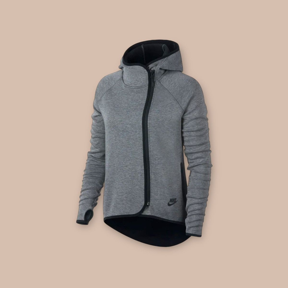 Nike Nike Tech Fleece Women's Full Zip Cape Hoodie Carbon Heather Size L / US 10 / IT 46 - 1 Thumbnail