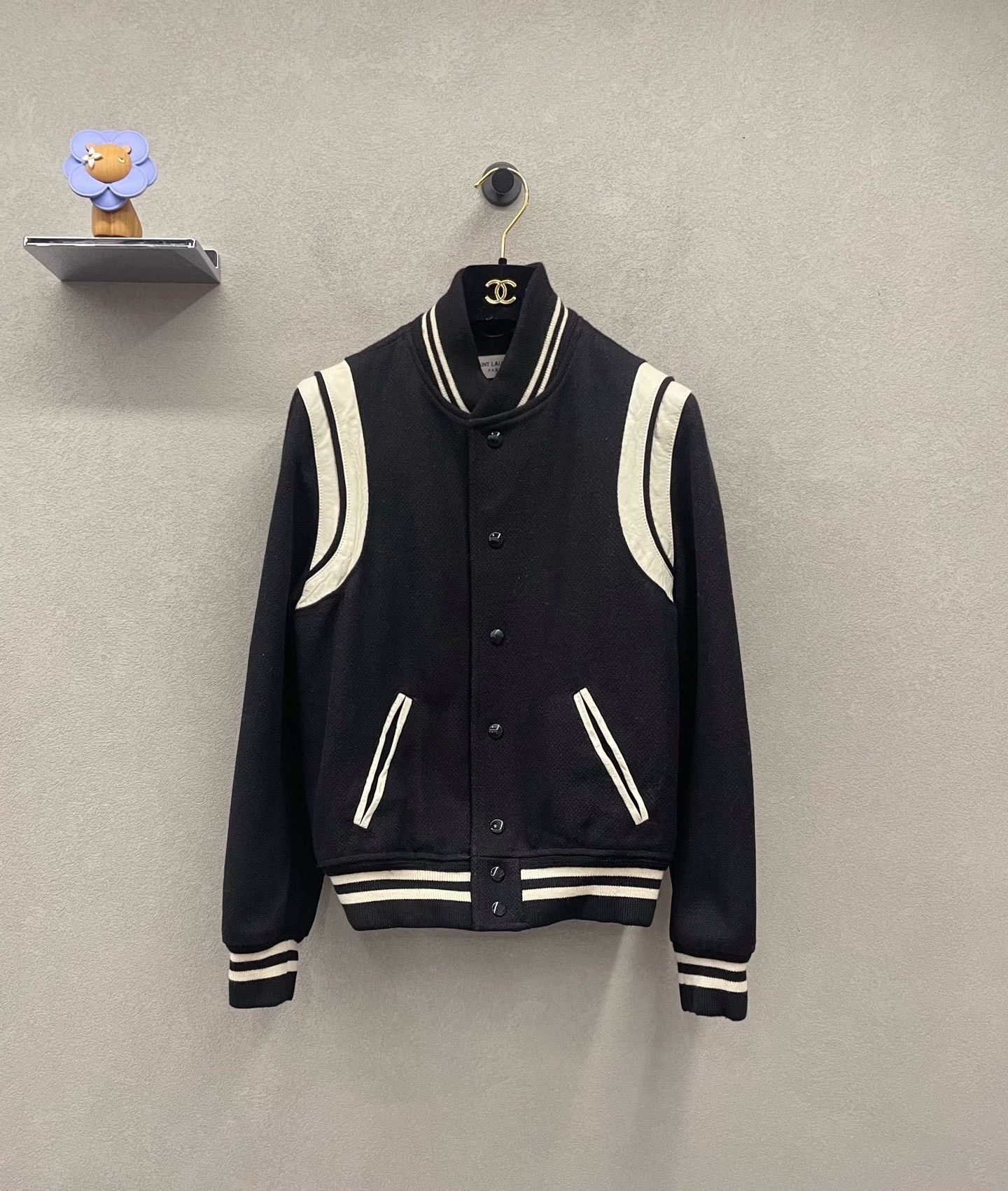 Yves Saint Laurent YSL Black Striped Baseball Jacket Size US XXS / EU 40 - 1 Thumbnail