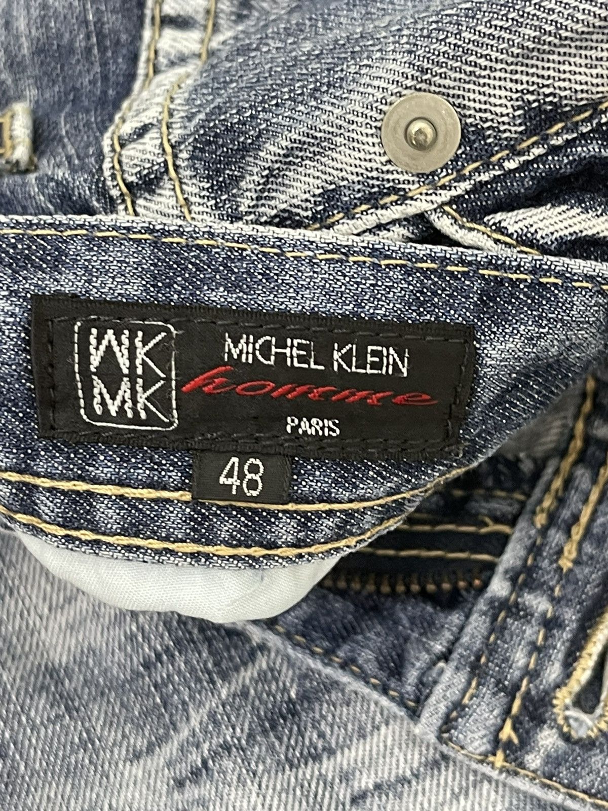 Japanese Brand Flare Jeans Michel Klein Distres Low Rise Boot Cut 8🟦6 Size US 31 - 20 Thumbnail