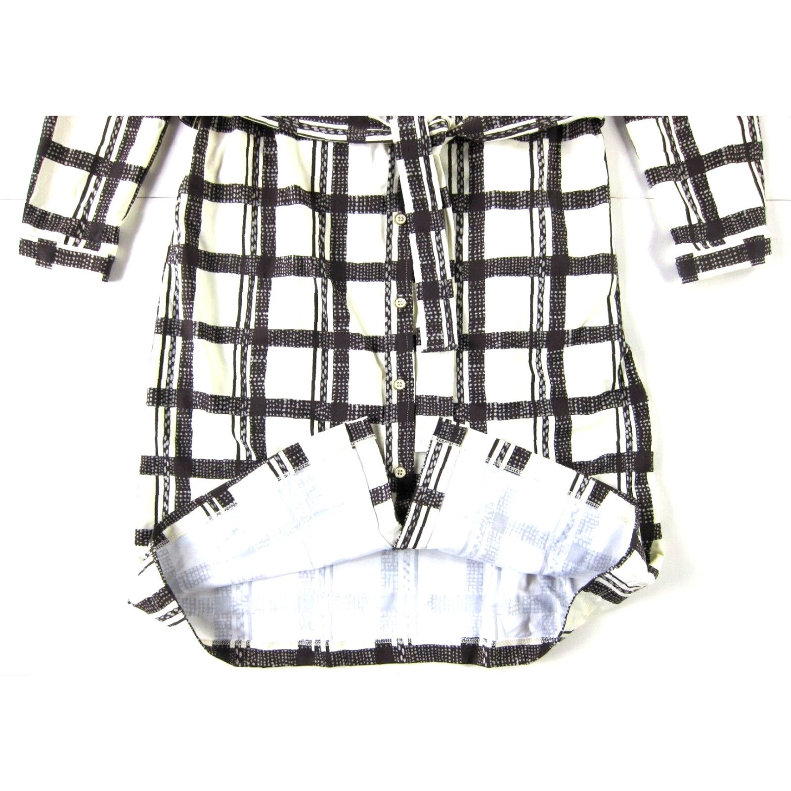 J.McLaughlin VINTAGE New J. McLaughlin Brown Ivory Plaid Button Down Collar Stretch Tie Shirt Dress S Size S / US 4 / IT 40 - 8 Thumbnail