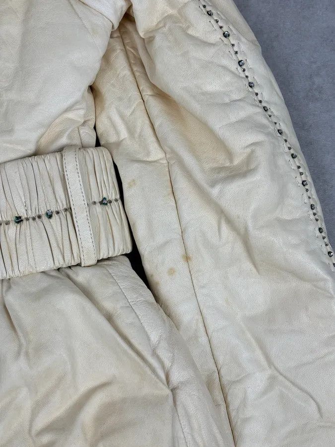Roberto Cavalli Roberto Cavalli Cream Fur Collar Leather Jacket Size S / US 4 / IT 40 - 11 Thumbnail