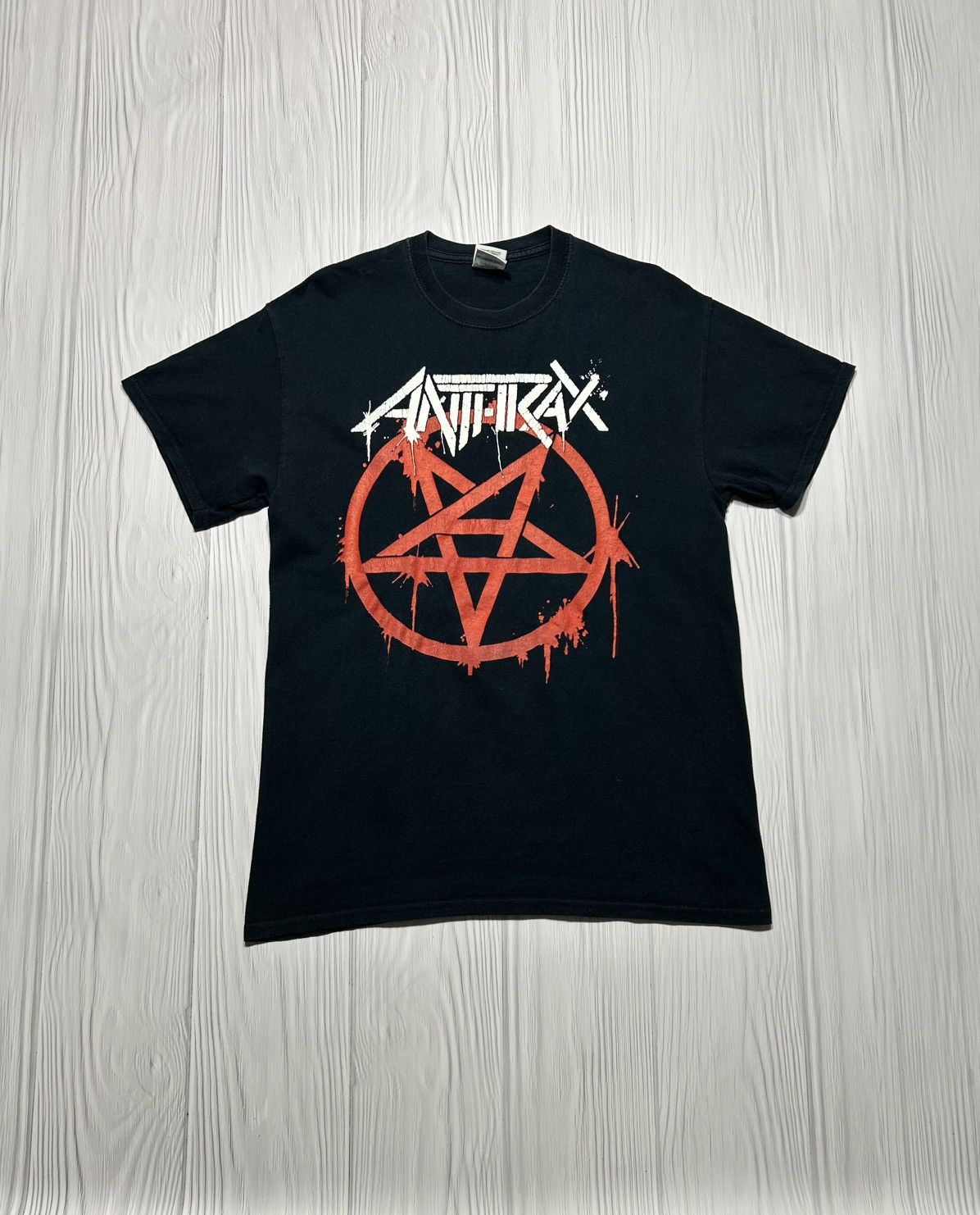 Band Tees × Vintage Vintage Anthrax Punk Anarchy Big Logo T-Shirt Size US M / EU 48-50 / 2 - 1 Thumbnail