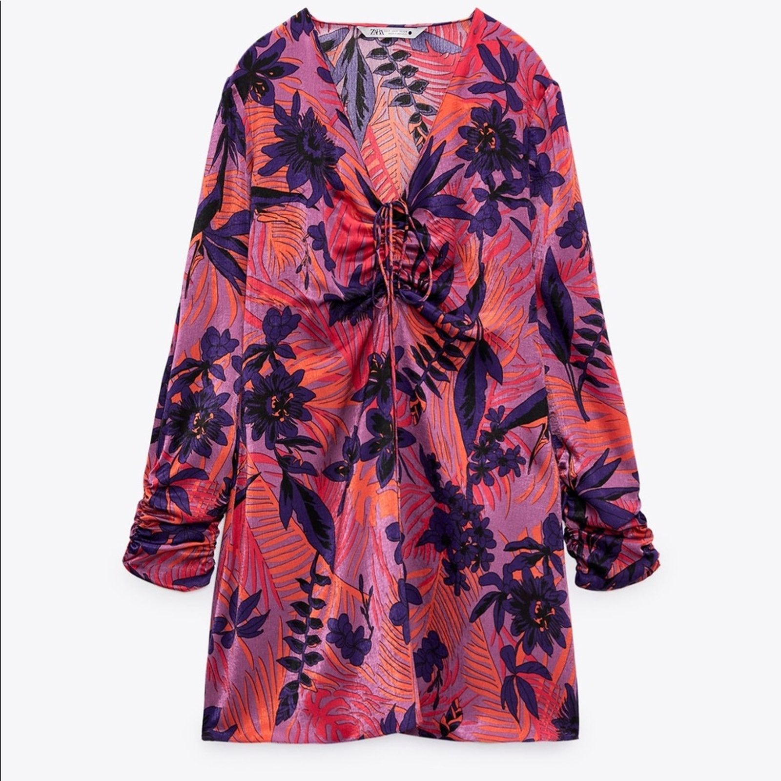 Zara ZARA PRINTED MINI DRESS MAUVE Size S / US 4 / IT 40 - 7 Thumbnail