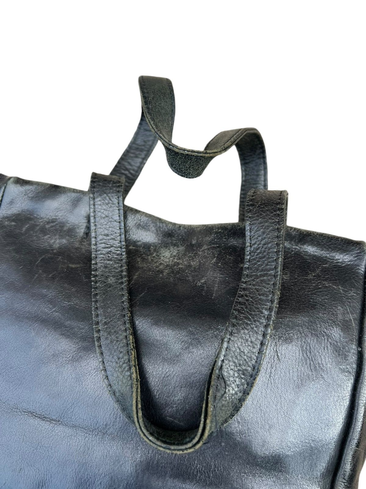 Issey Miyake × Leather × Zucca Vintage Zucca Japan Faded Patina Leather Mini Tote Bag Size ONE SIZE - 12 Thumbnail