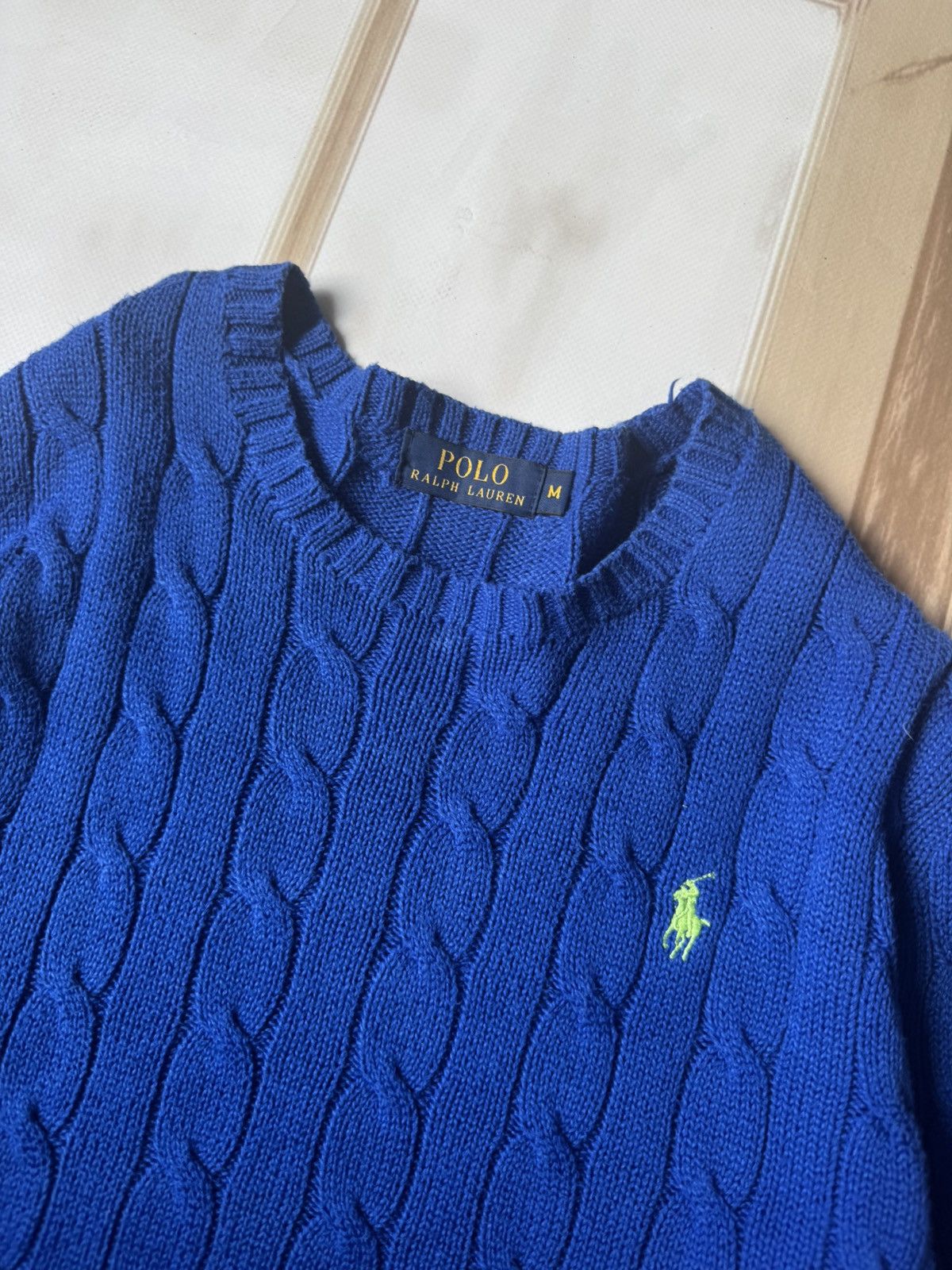 Polo Ralph Lauren Polo Ralph Lauren Cable Knit Sweater – Royal Blue Y2K Size US M / EU 48-50 / 2 - 4 Thumbnail