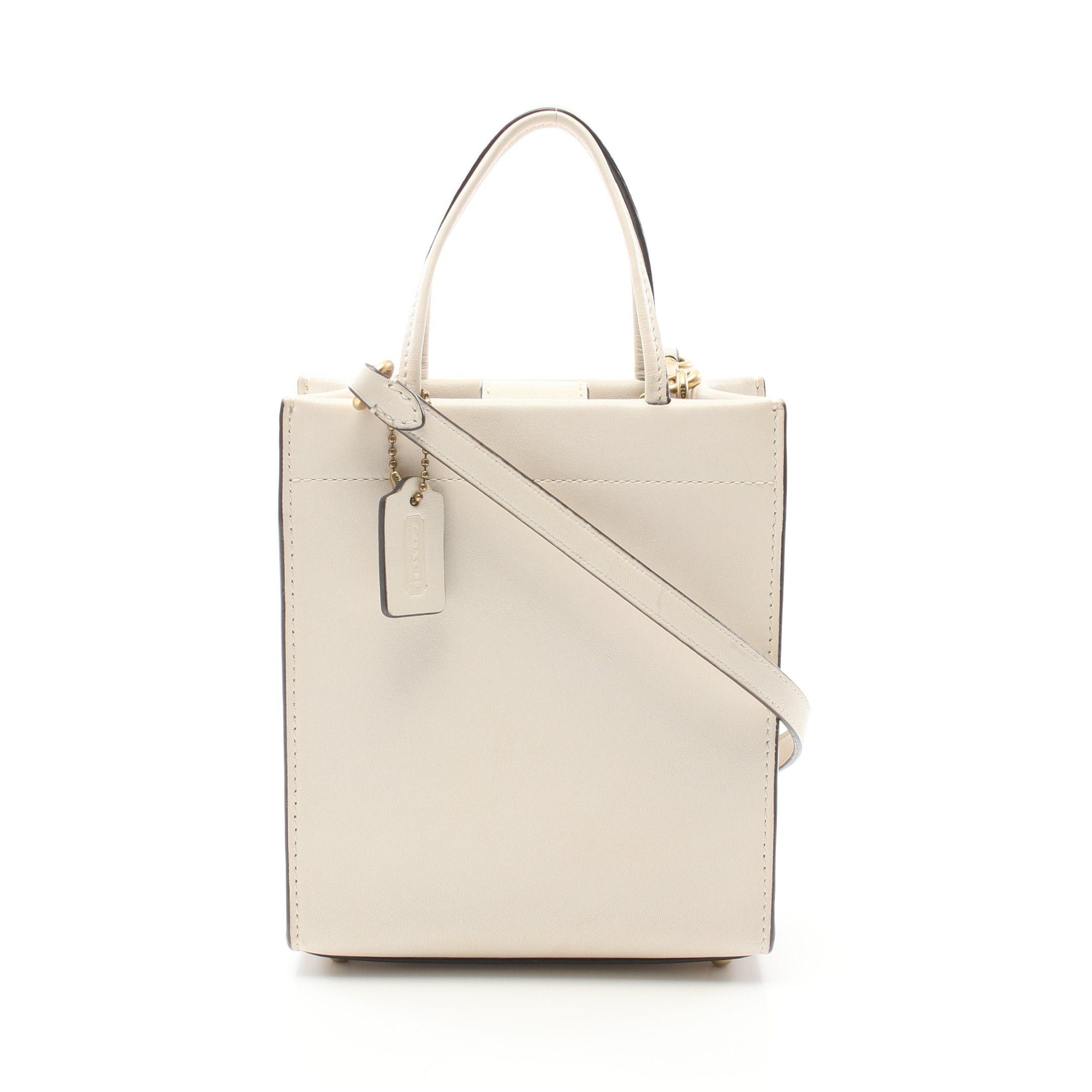 image of Coach Mini Cassin Handbag Tote Bag Leather Ivory 2Way, Women's