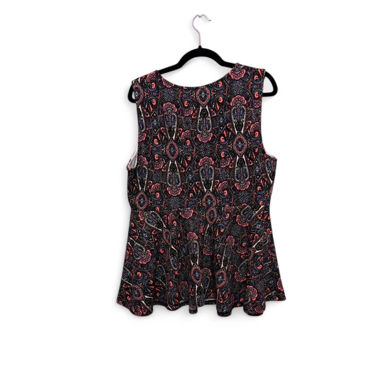 Designer Stylish Black Floral Print Sleeveless Top Size 3XL / US 20-22 - 2 Thumbnail