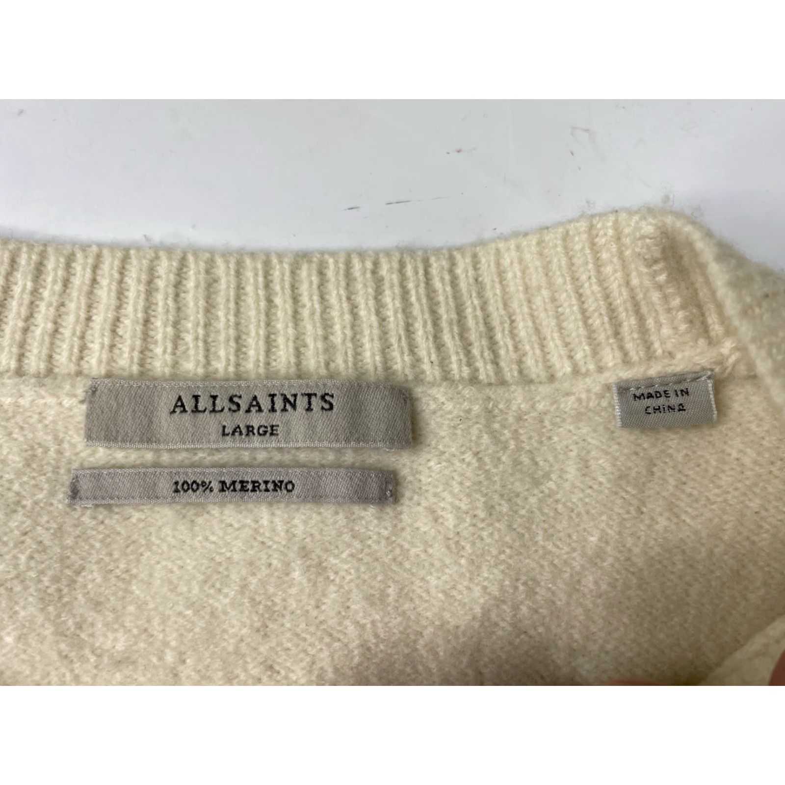 Allsaints AllSaints Womens PUR Crew Neck Merino Wool Pullover Sweater Size L Ivory Size L / US 10 / IT 46 - 2 Thumbnail