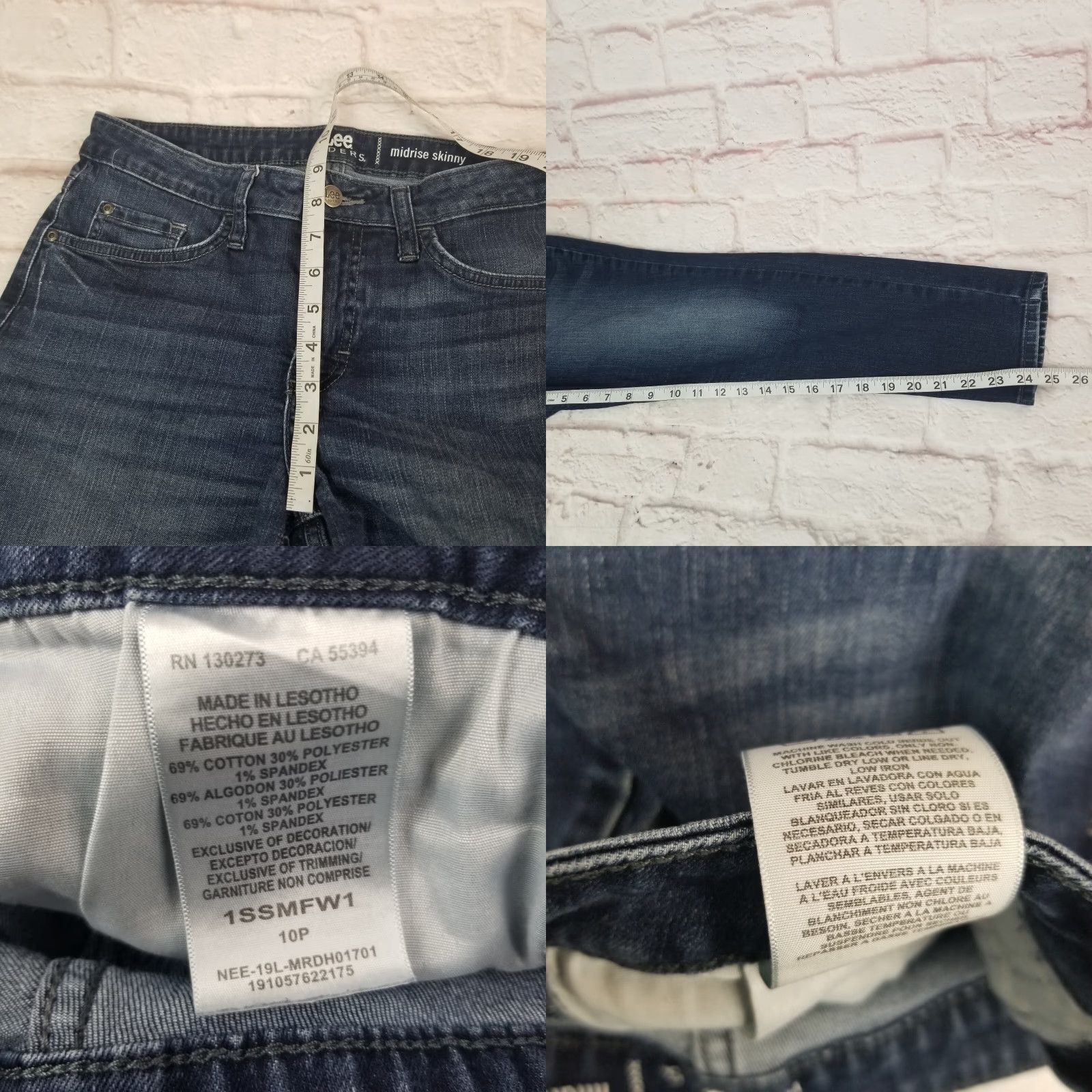 Lee VINTAGE Lee Riders Denim Jeans Womens Midrise Skinny Cropped Size 10P Petite Dark Wash Size 32" / US 10 / IT 46 - 8 Thumbnail