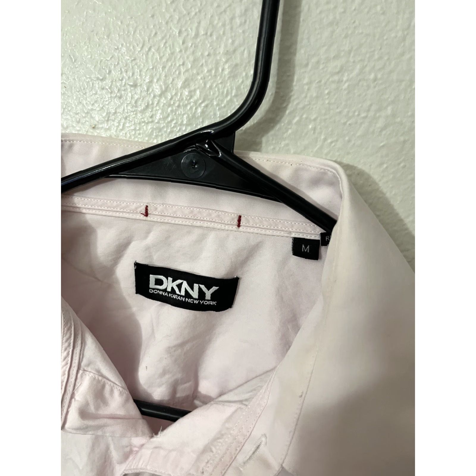 DKNY DKNY Dress Shirt Mens Medium Slim Fit Pink 100% Cotton Button Long Sleeve Classic Collared Straight 15" Neck Regular Size M Dress Shirt Mens Size 40R - 2 Thumbnail