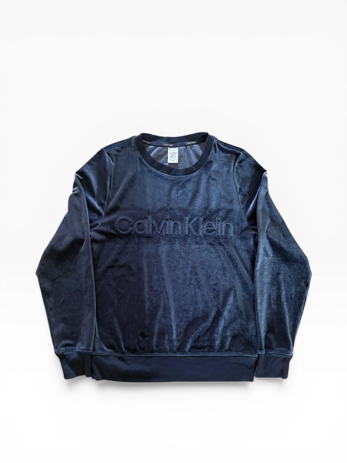 Calvin Klein Calvin Klein Y2K Navy Velvet Crewneck Sweatshirt Tonal Sz XS Size US XS / EU 42 / 0 - 1 Thumbnail