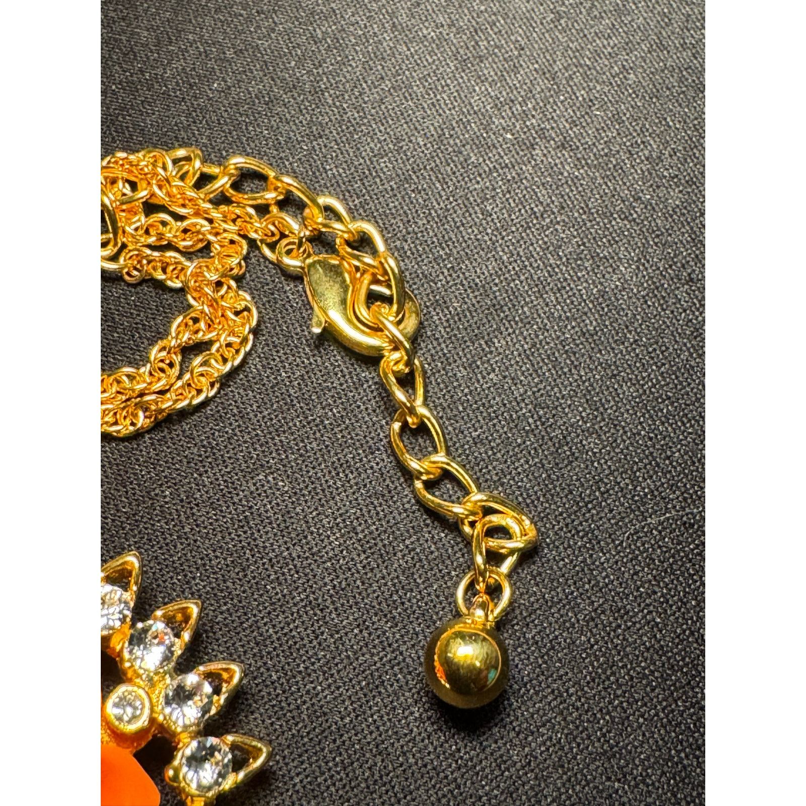 Other Vintage Kenneth Lane Orange Flower Crystals 22in Necklace Size ONE SIZE - 4 Thumbnail