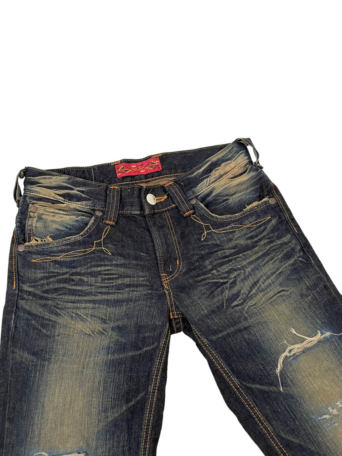 Japanese Brand Flare Jeans Edwin Japan Distress Boot Cut 7🟦3 Size US 31 - 8 Thumbnail
