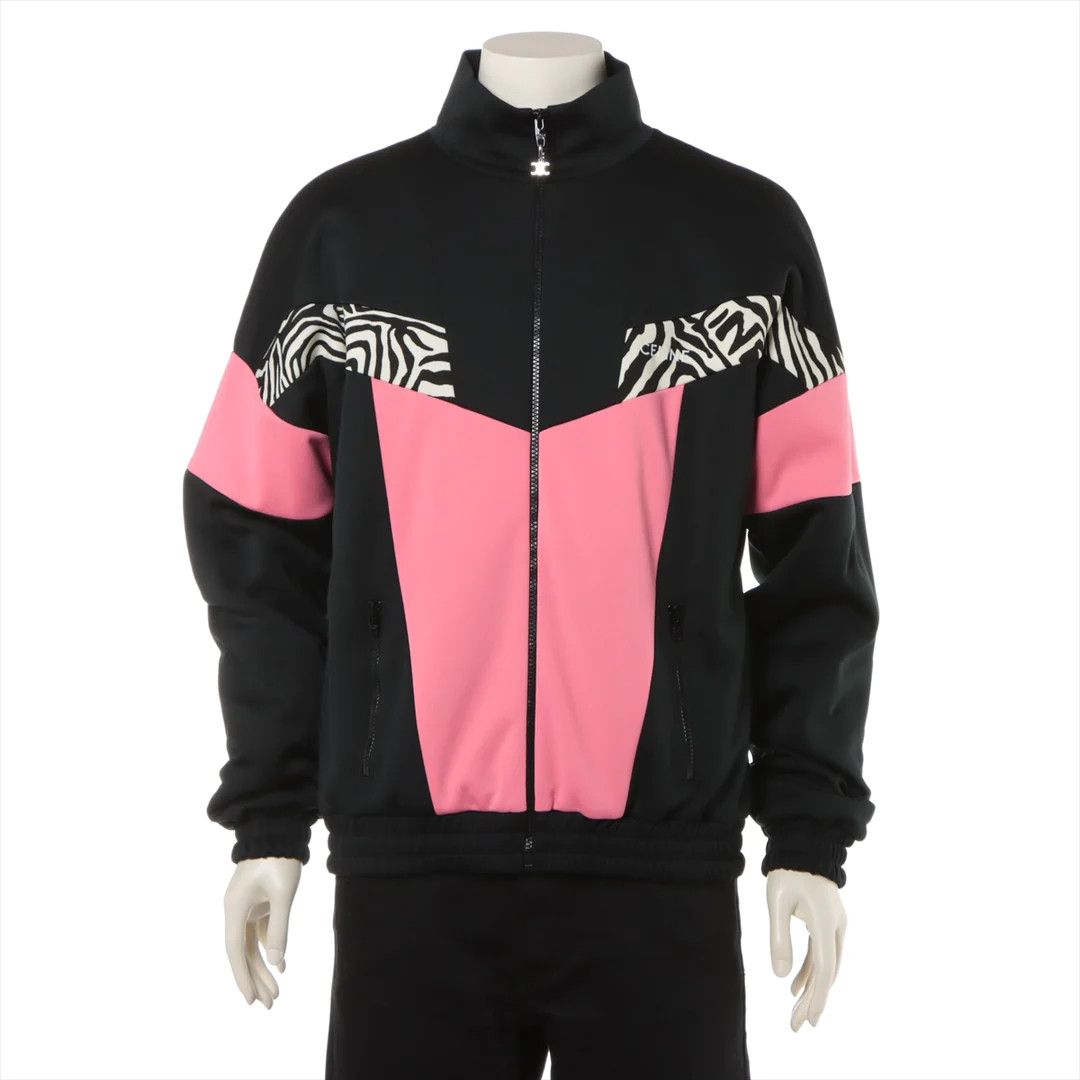 Image of Celine O1W1Db10324 Tracksuit Jacket In Black/pink, Men's (Size Small)