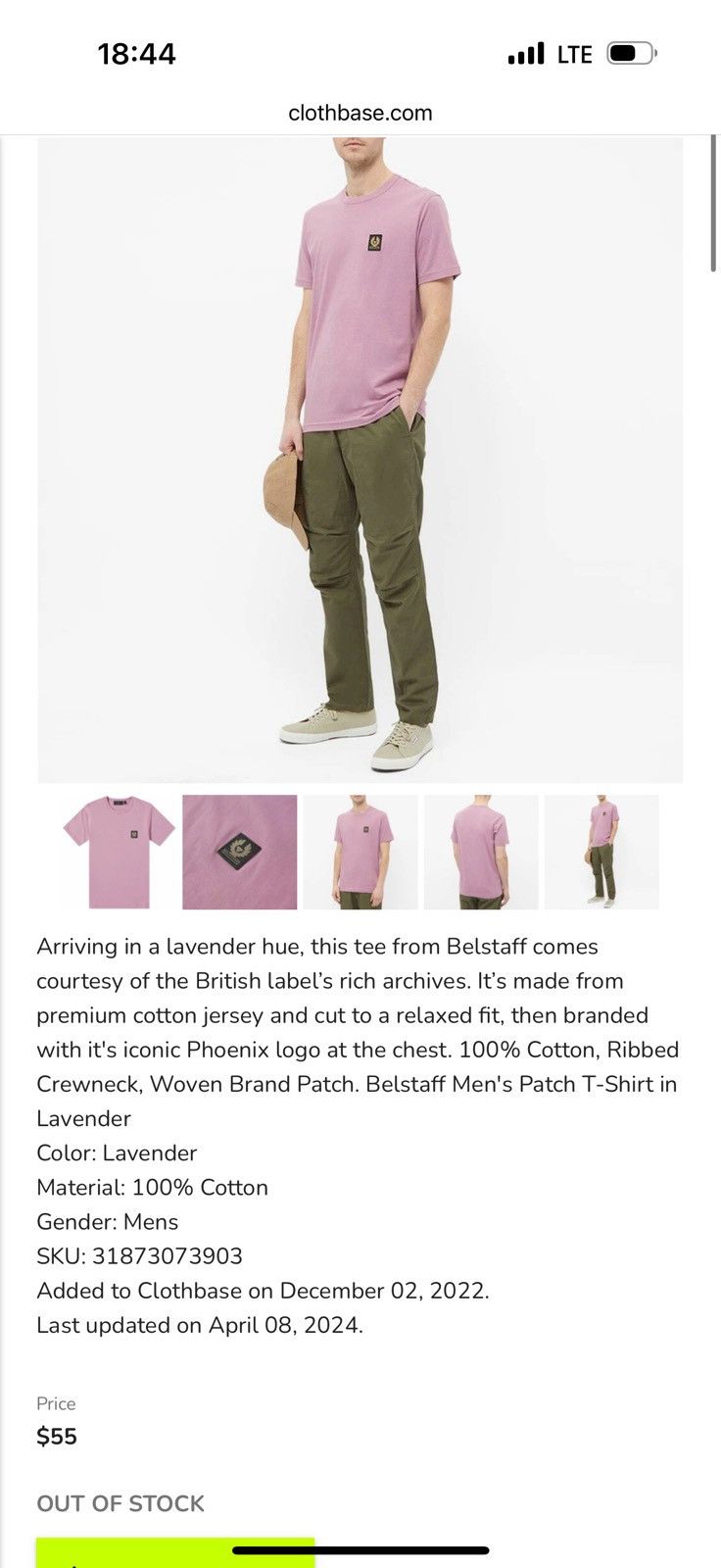 Belstaff Belstaff Short Sleeve Crew Neck T-shirt Lavender Top Patch Size US L / EU 52-54 / 3 - 3 Thumbnail