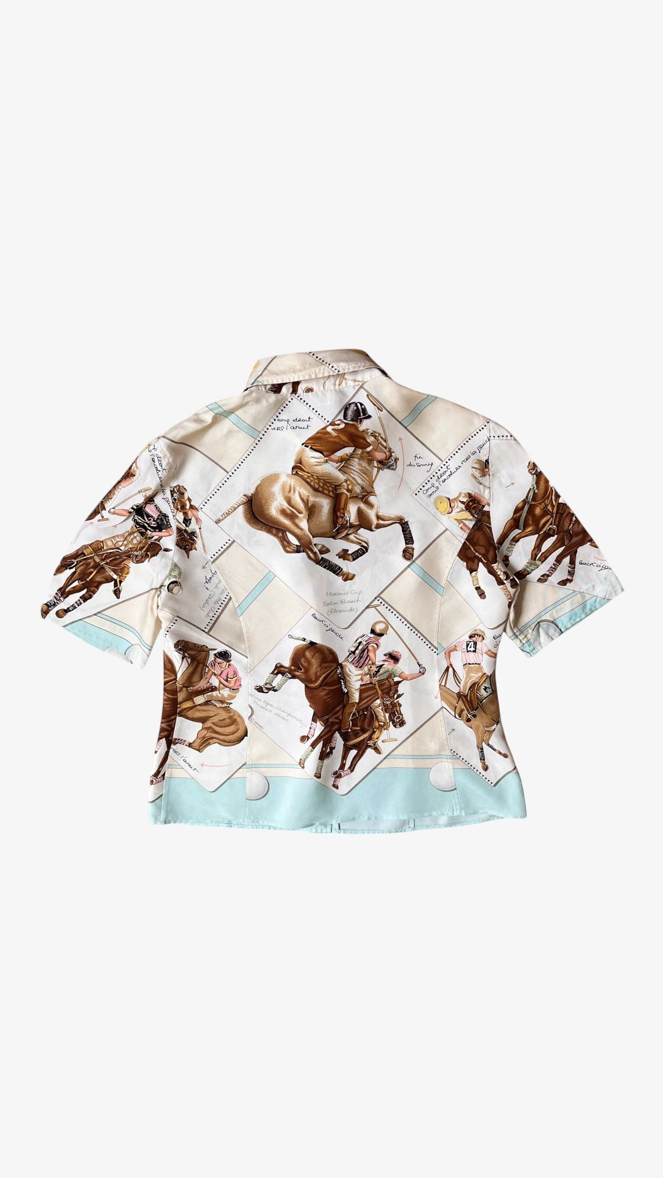 Hermes Vintage 90s Women's Hermes Equestrian Polo Player Silk Shirt Size S / US 4 / IT 40 - 3 Thumbnail