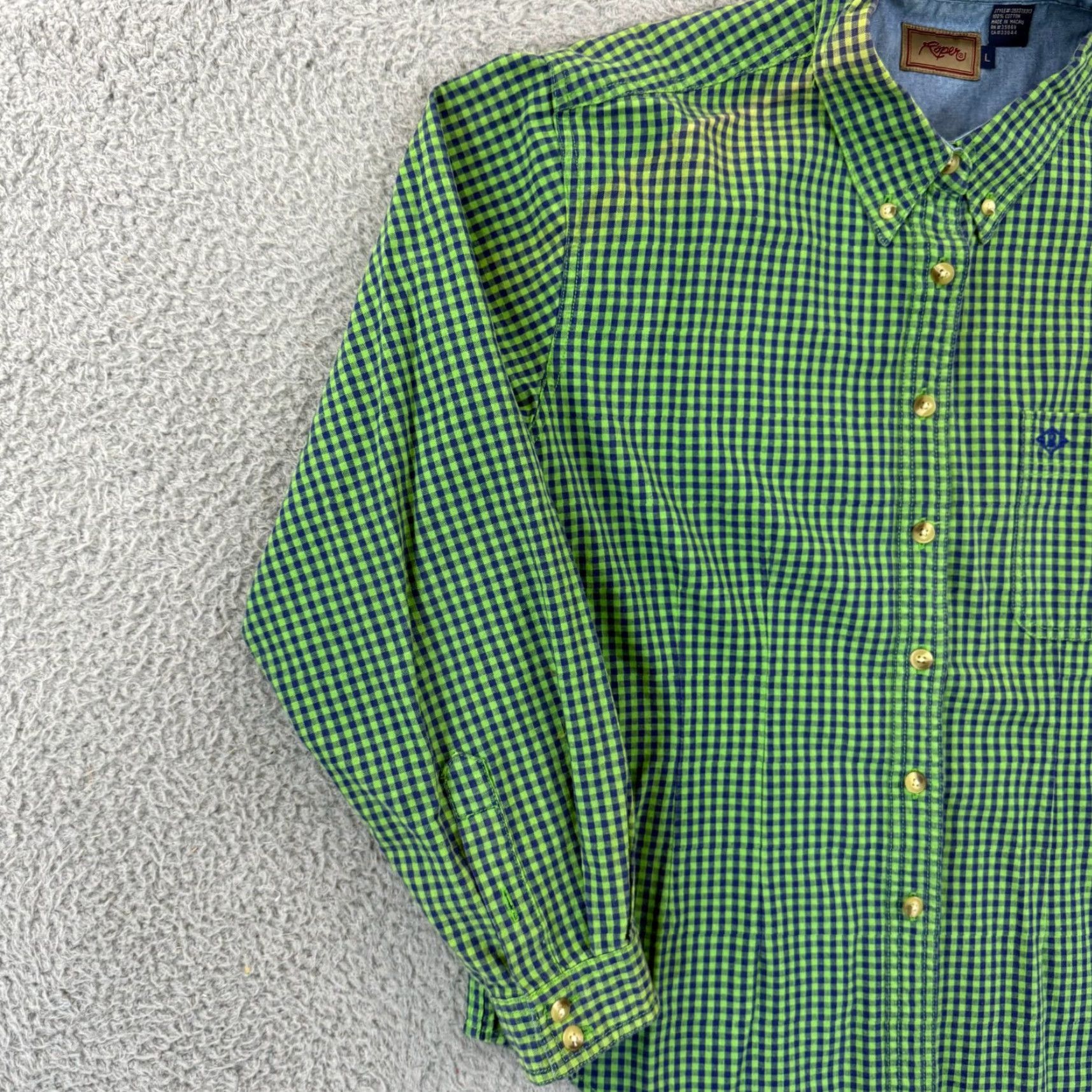 Roper VINTAGE Roper Western Shirt Women Large Green Plaid Long Sleeve Cowboy Button Up Size L / US 10 / IT 46 - 5 Thumbnail