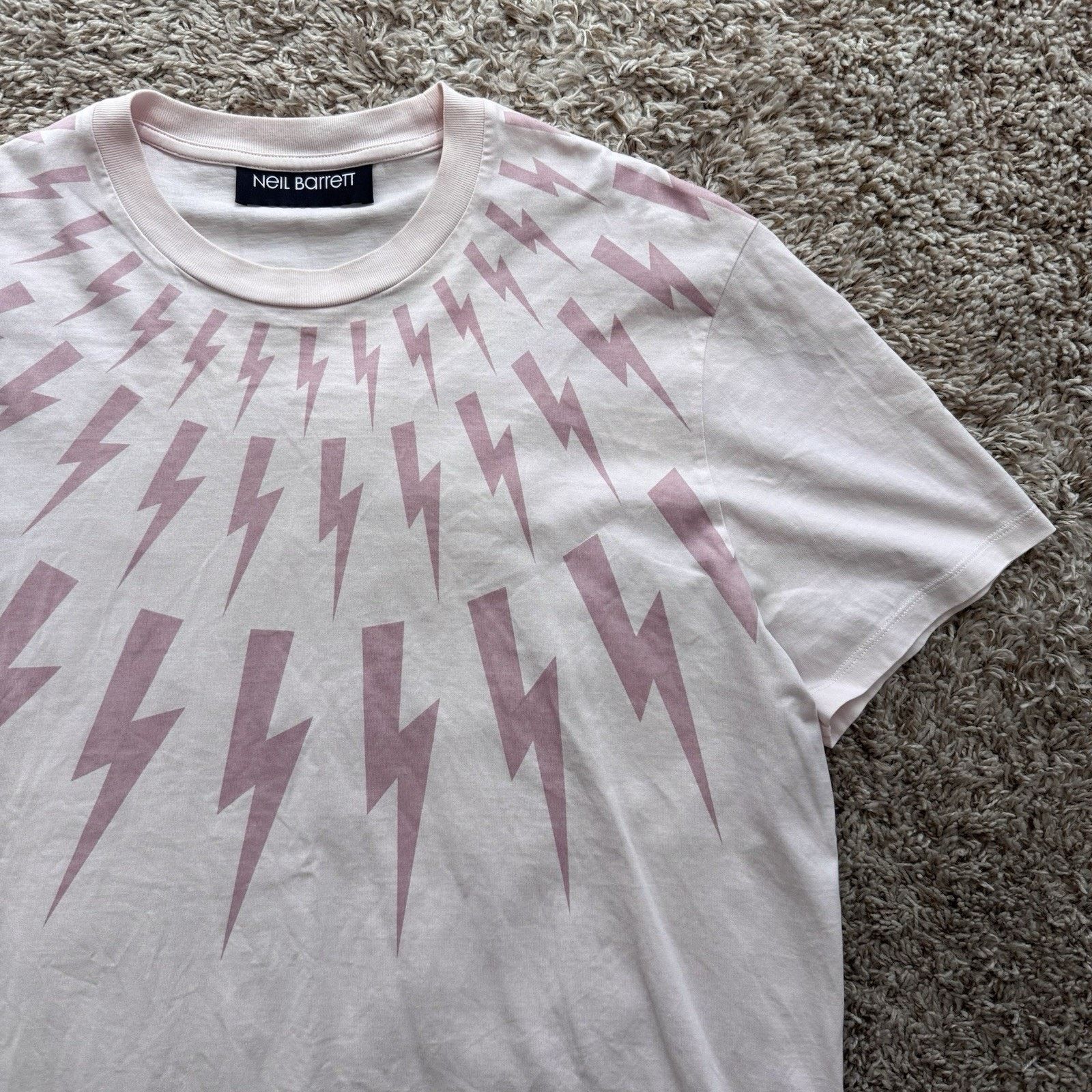 Neil Barrett Neil Barrett SS21 Pink Lightning Bolts Slim Fit T-Shirt Pink Size US XL / EU 56 / 4 - 8 Thumbnail