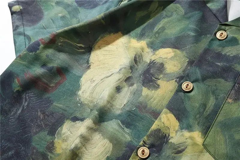 Japanese Brand Y2K Retro Hip Hop Flower Oil Paint Button Short Sleeve Shirt Size US L / EU 52-54 / 3 - 2 Thumbnail
