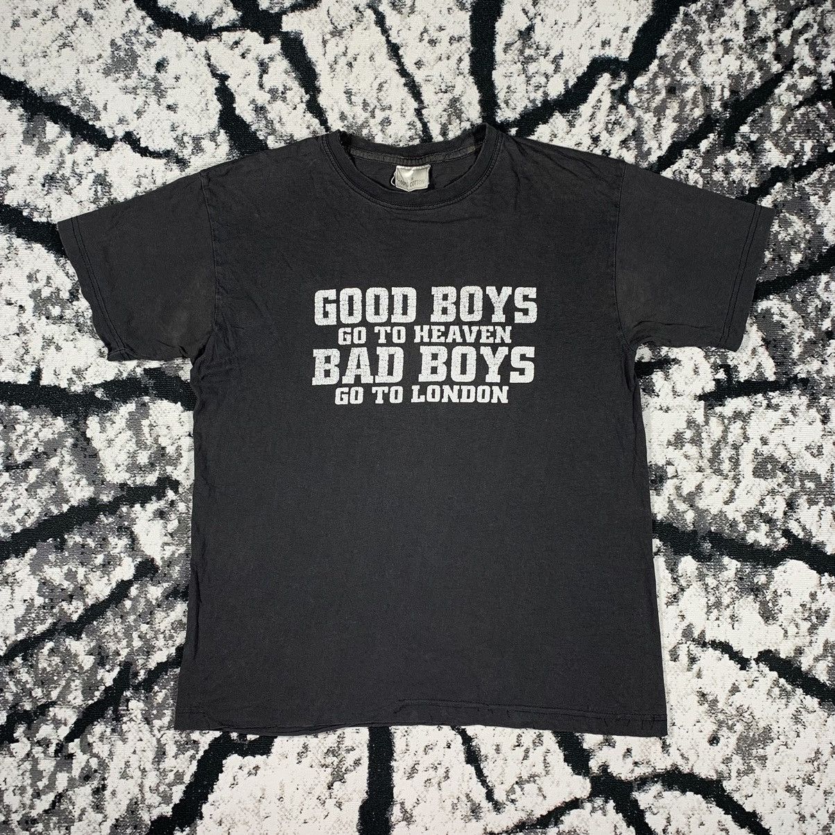 Pre-owned Archival Clothing X Vintage 00's “bad Boys Go To London” Quote Sentence T Shirt In Grey