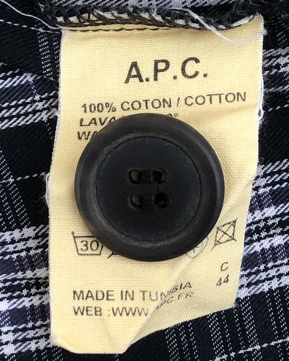 A.P.C. A.P.C Shawl Collar Navy-Grey Plaid Check Blouse Size S / US 4 / IT 40 - 4 Thumbnail