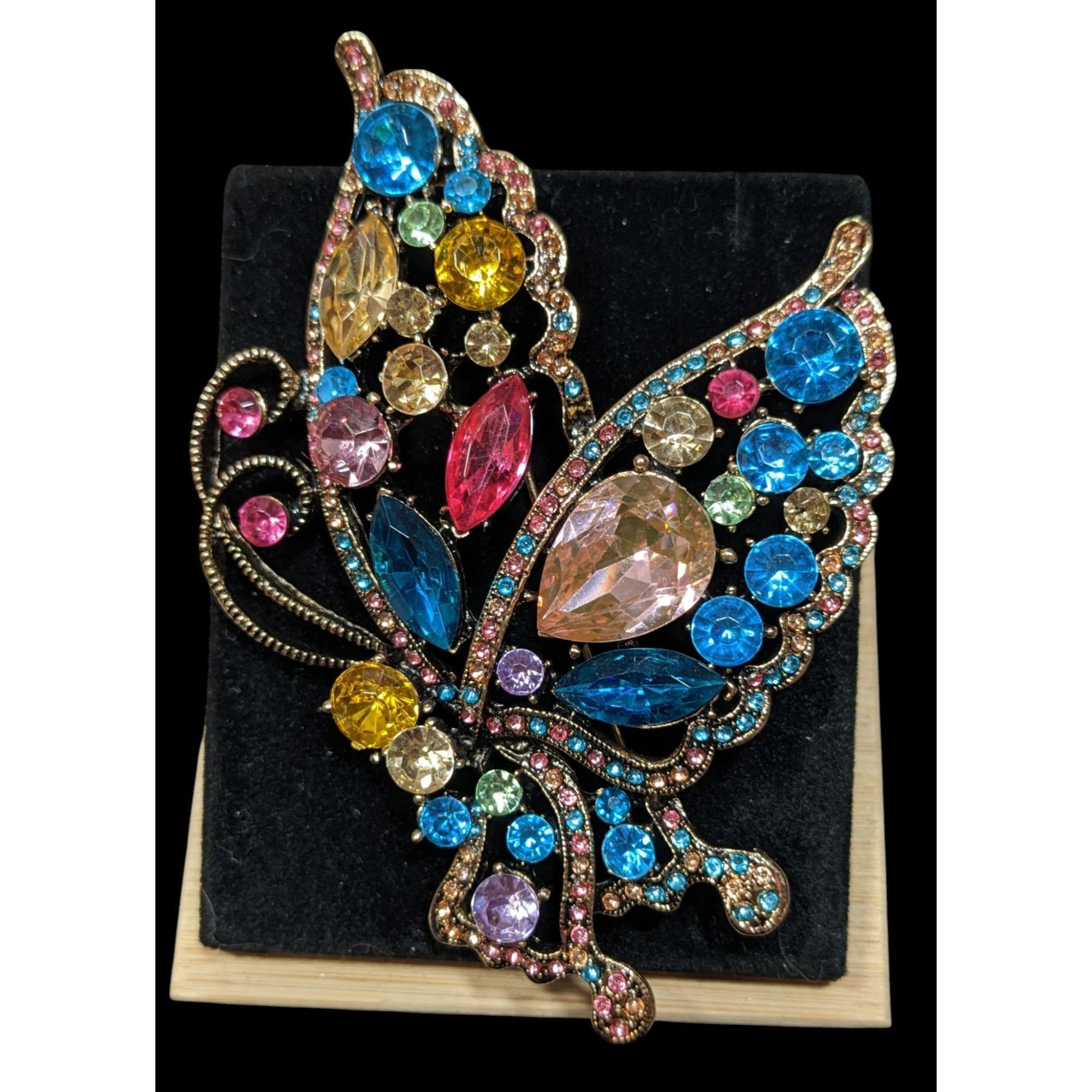 Other Fantasy Glam Large Rainbow Gemmed Butterfly Brooch Size ONE SIZE - 1 Thumbnail