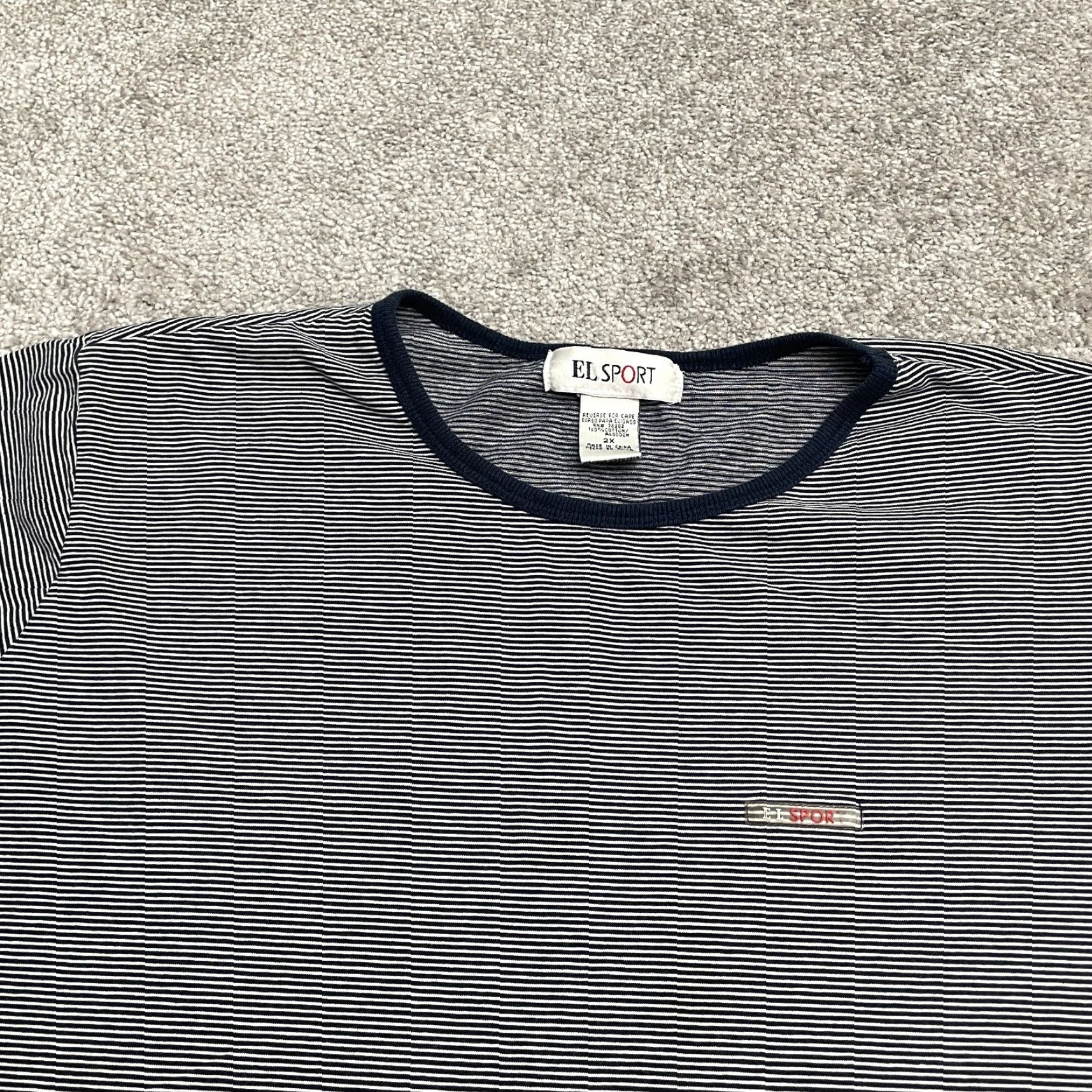 Vintage EL Sport T-Shirt Womens 2X Black Striped Short Sleeve Crew Neck Tee Size XXL / US 16-18 / IT 52-54 - 3 Thumbnail