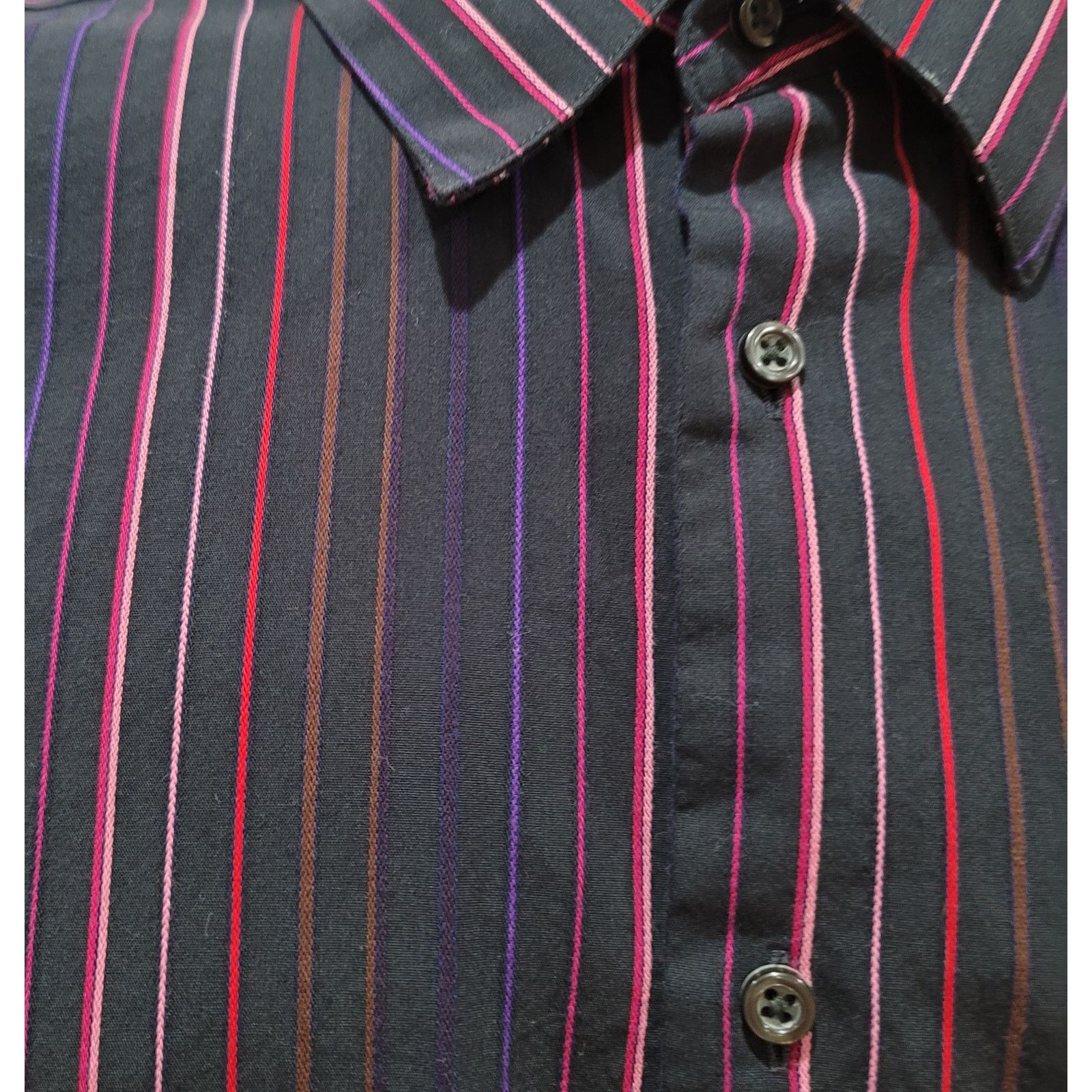 Emanuel Ungaro Emanuel Ungaro Black Pink Striped Button Up Men Shirt Large Size US L / EU 52-54 / 3 - 5 Thumbnail